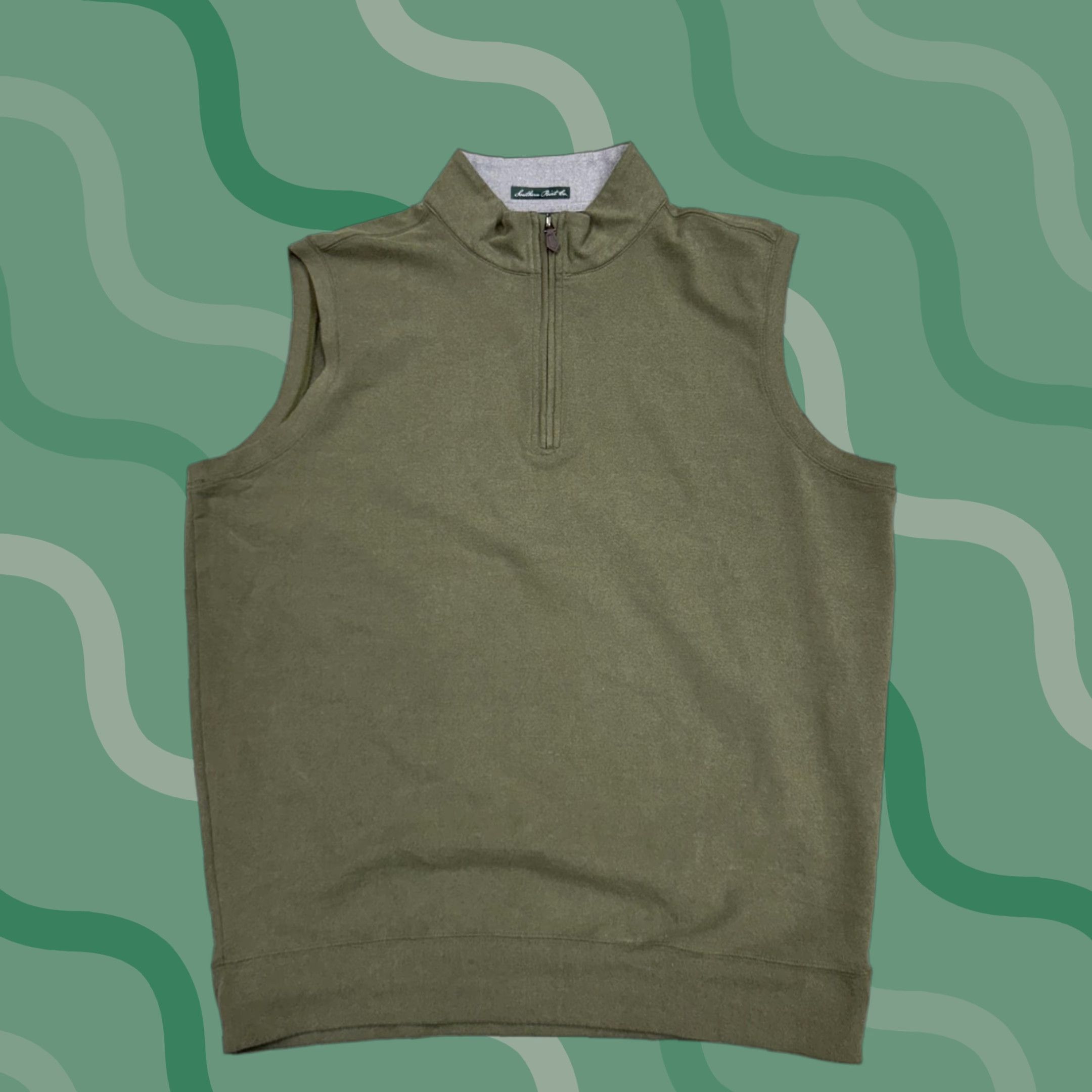 CO Southern Point Co Sweater Vest Mens Large Green 1/4 Zip Mock Neck Knit Solid Logo Zipper Vintage? No Size US L / EU 52-54 / 3 - 1 Thumbnail