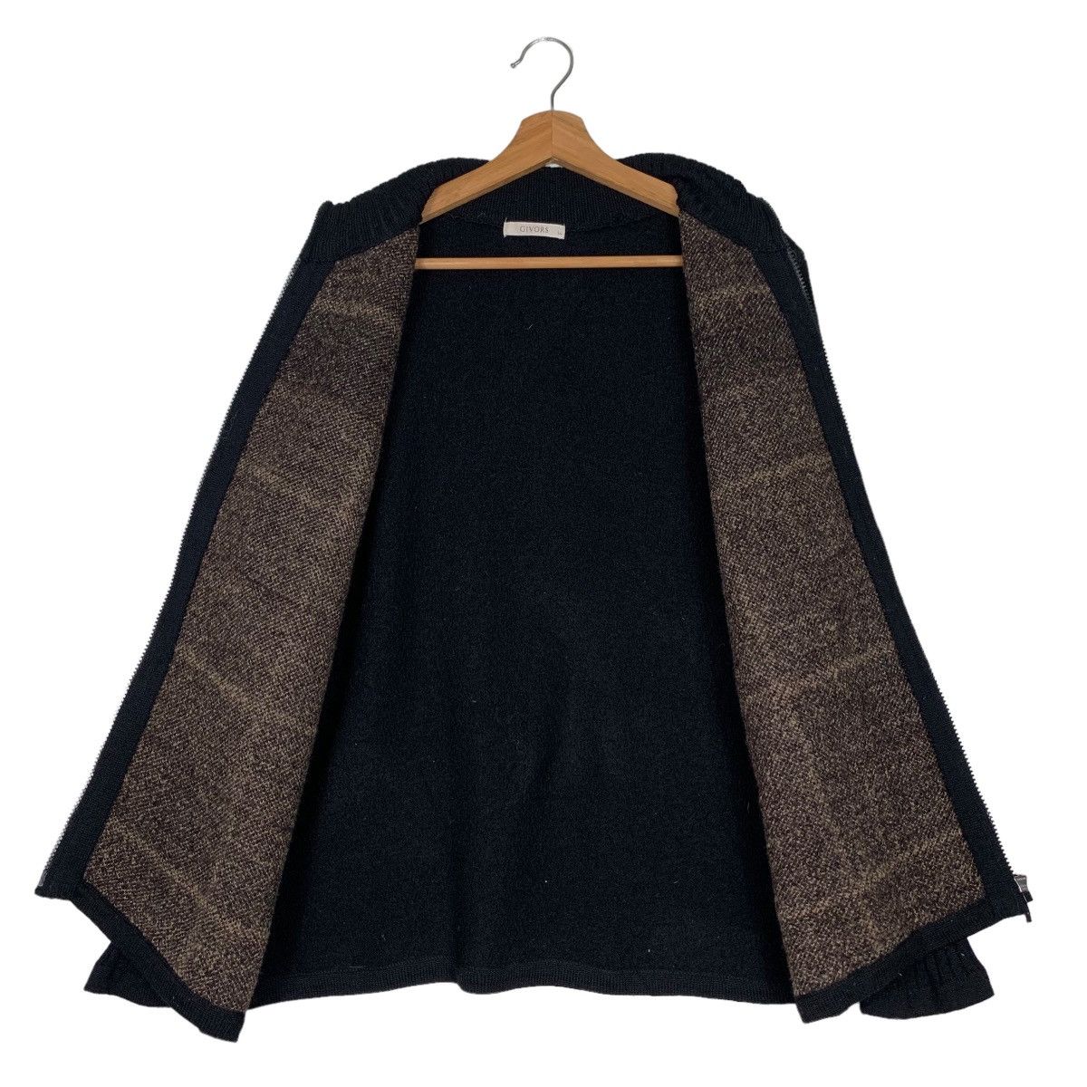 Japanese Brand GIVORS Checked Tartan Wool Jacket Knitted Sleeve #0099-C6 Size US L / EU 52-54 / 3 - 10 Thumbnail
