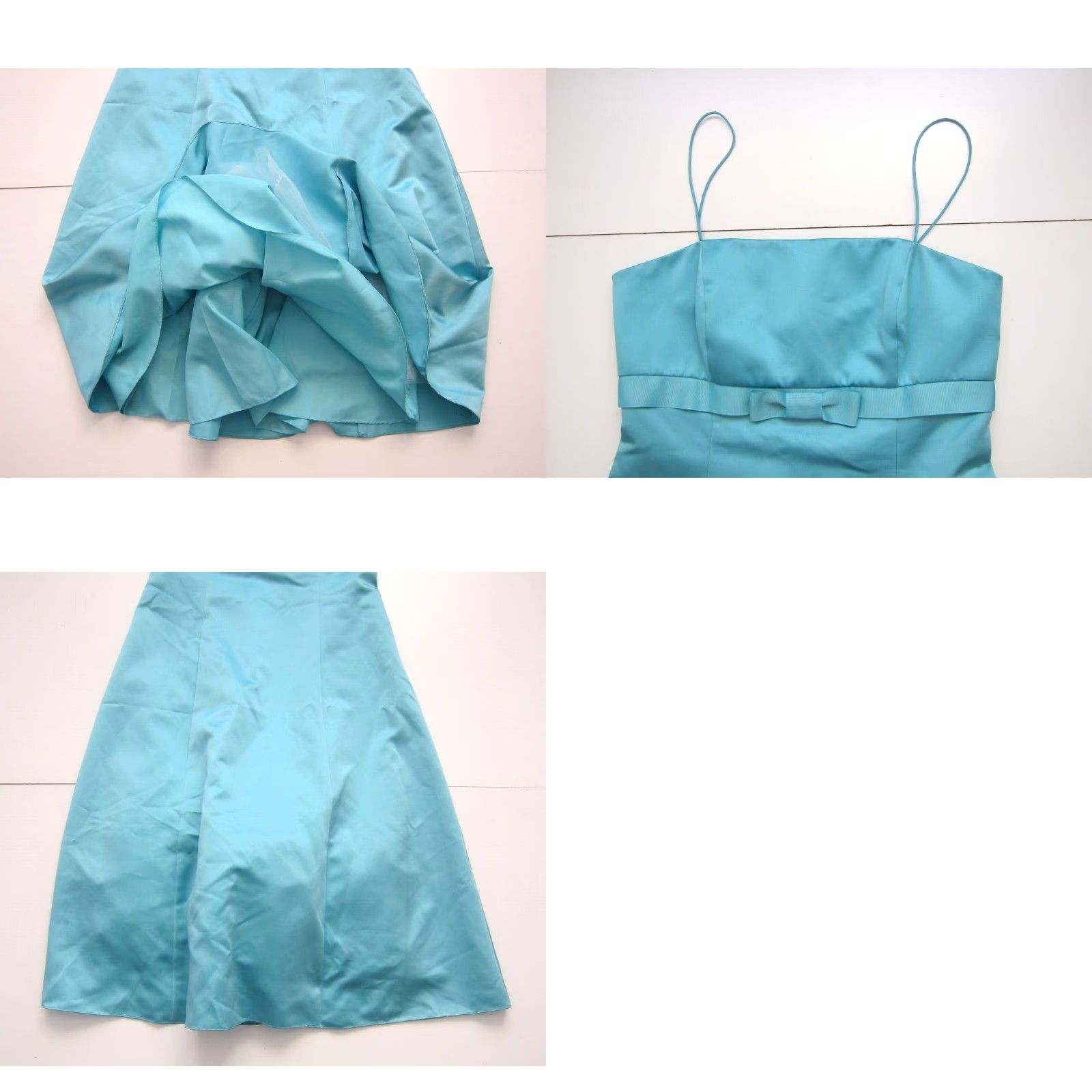 Vintage VINTAGE David's Bridal Teal Satin Bow Spaghetti Strap Prom Wedding Party Bride Dress 10 Size L / US 10 / IT 46 - 8 Thumbnail