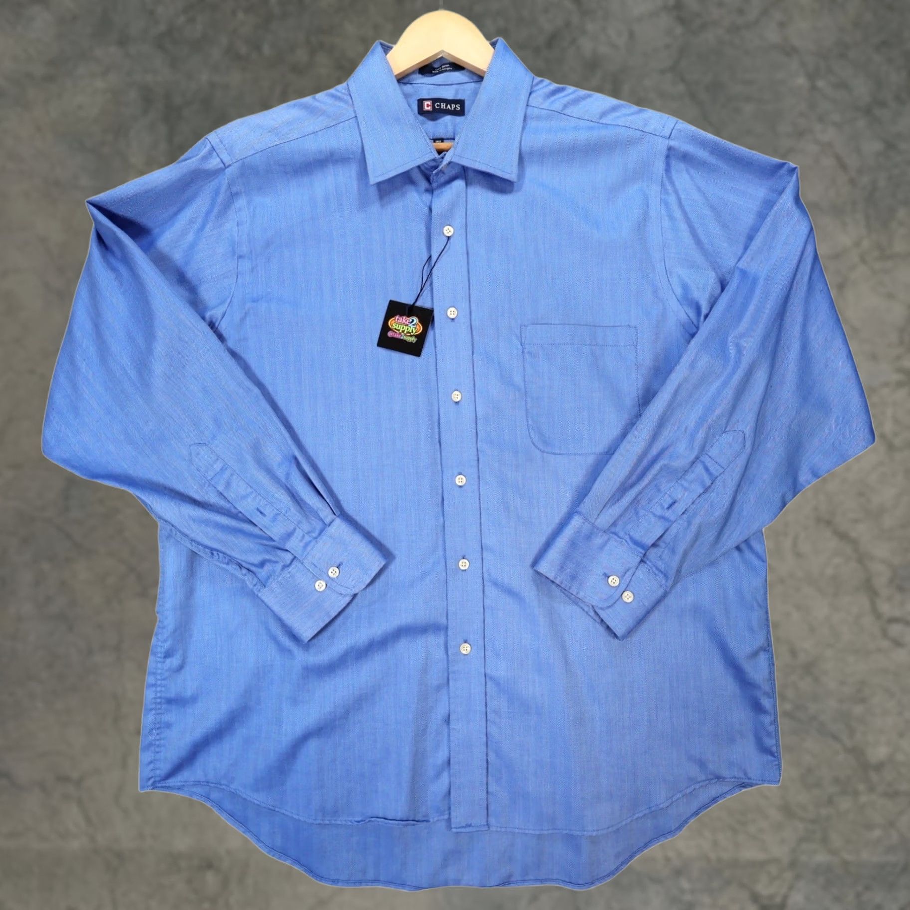 Chaps Chaps Shirt Mens XL Blue Herringbone Long Sleeve Button Down Excellent Size US XXL / EU 58 / 5 - 1 Thumbnail