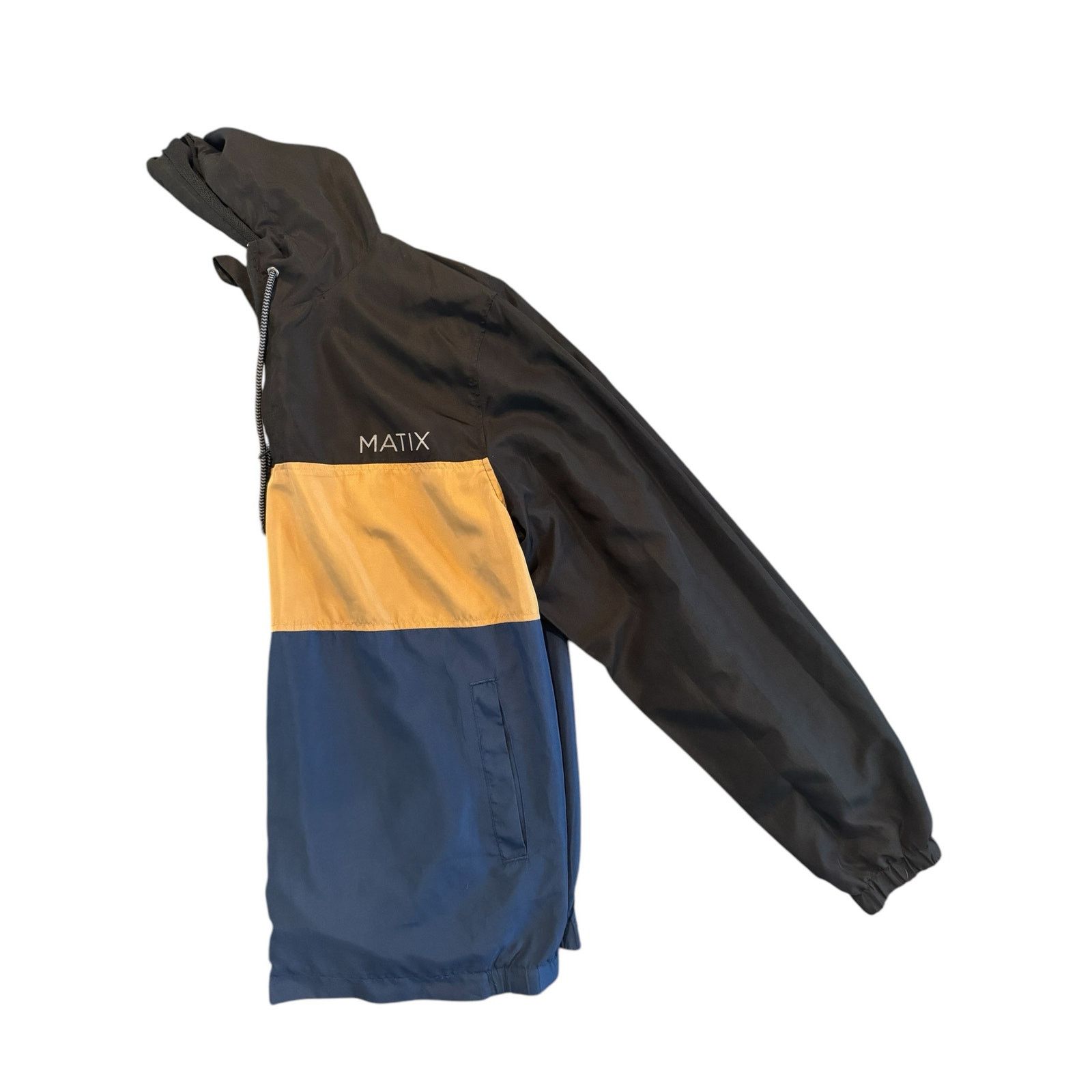 The Unbranded Brand Matrix Mens Black/Brown/Navy Hood Windbreaker Jacket Size L Size US L / EU 52-54 / 3 - 5 Thumbnail