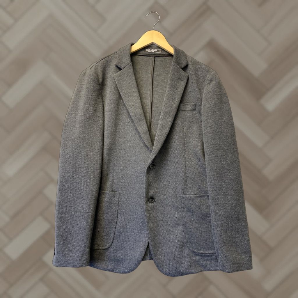 Vintage PJ PAUL JONES Blazer, Men, Size M, Gray, 2-Button Front, 4-Button Sleeve, Sweater Blazer, Solid, Regular Fit, Business Casual Wedding, Jacket Size US M / EU 48-50 / 2 - 1 Thumbnail