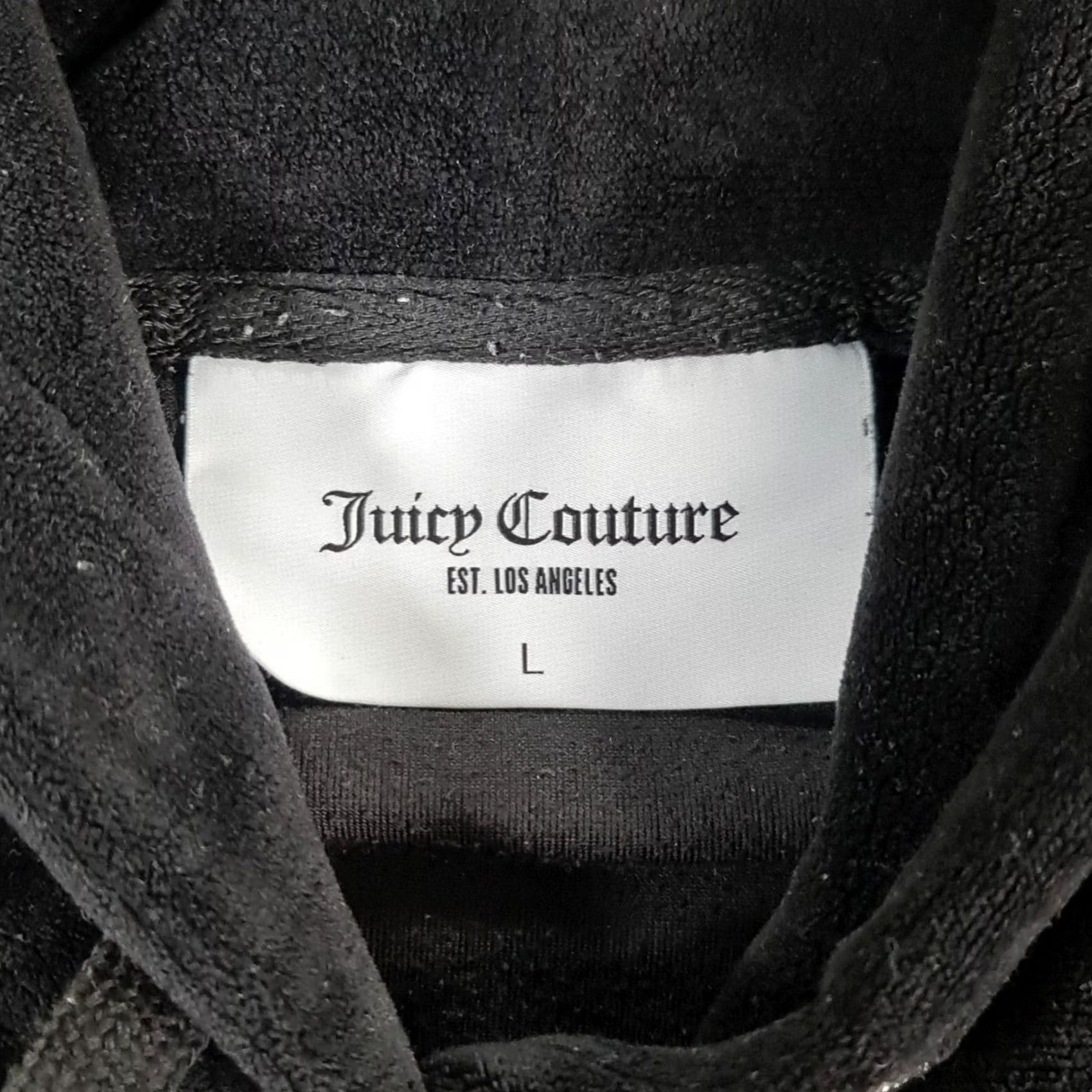 Juicy Couture Juicy Couture Hoodie Womens Black Large Cropped Logo Velvet Pullover Hooded Activewear Casual Ladies L Logo City Sports Size L / US 10 / IT 46 - 3 Thumbnail