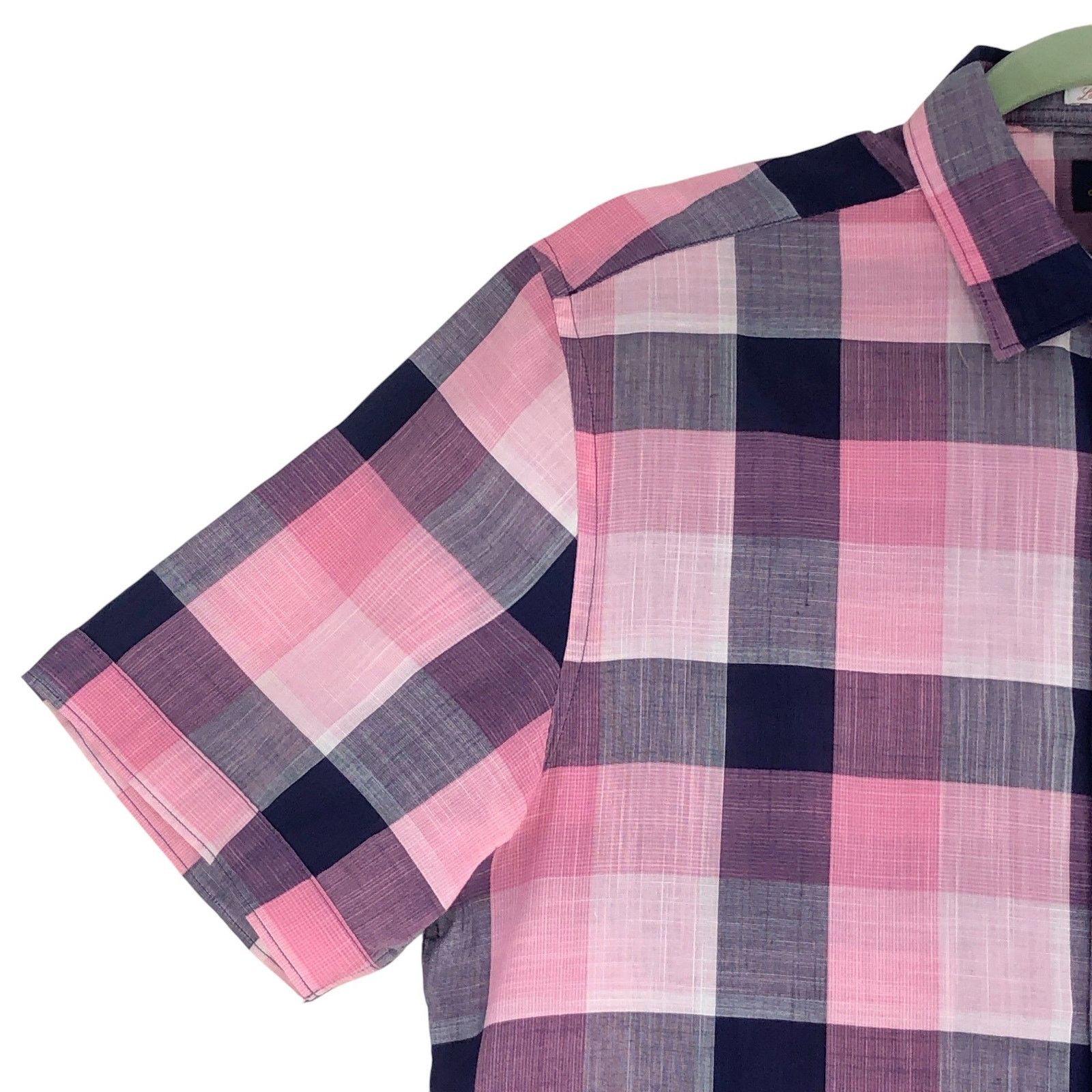 Good Man Brand GoodMan Brand Shirt S Pink Navy Plaid Short Sleeve TINY FLAW Size US S / EU 44-46 / 1 - 6 Thumbnail