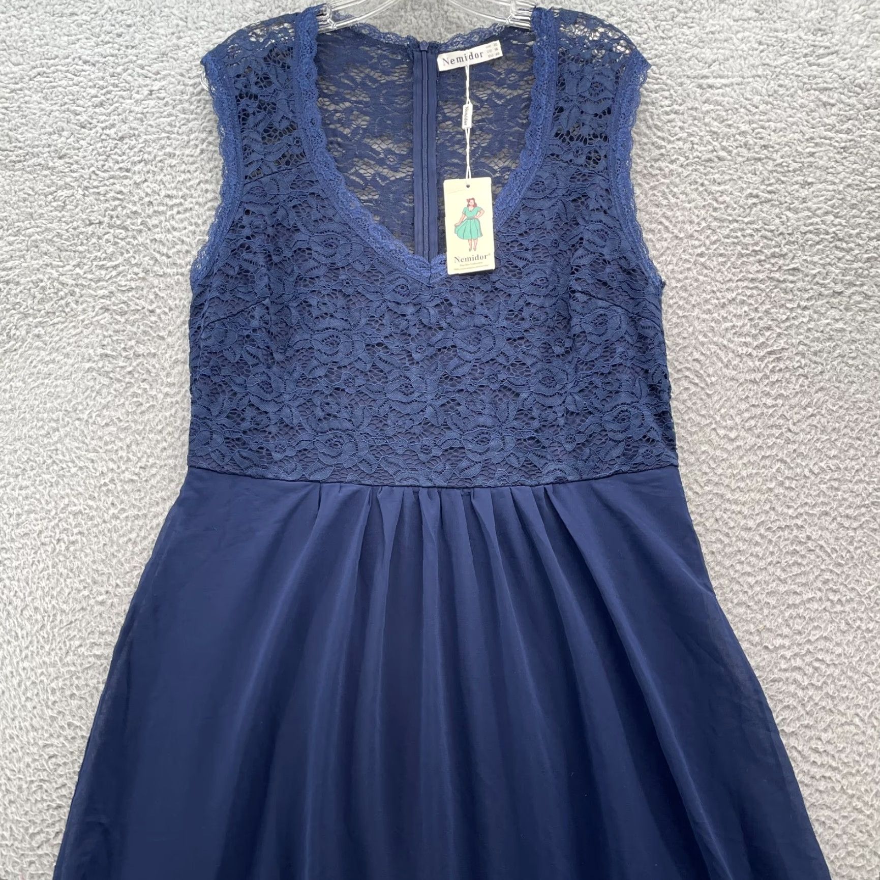 Vintage Nemidor Maxi Dress Women's Curvy 16 Navy Lace Cocktail Party Evening Bridesmaid Dress Size XXL / US 16-18 / IT 52-54 - 3 Thumbnail