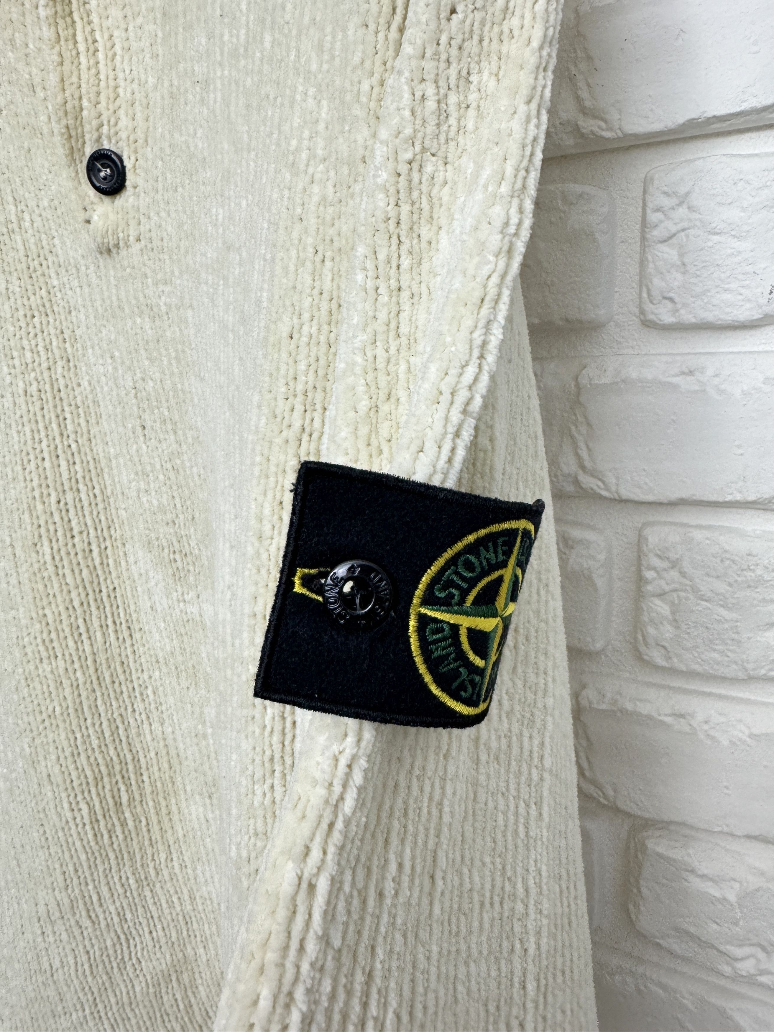 Stone Island 90s Stone Island 1998 Chenille Knit Pullover Cream Sweater L Size US L / EU 52-54 / 3 - 6 Thumbnail