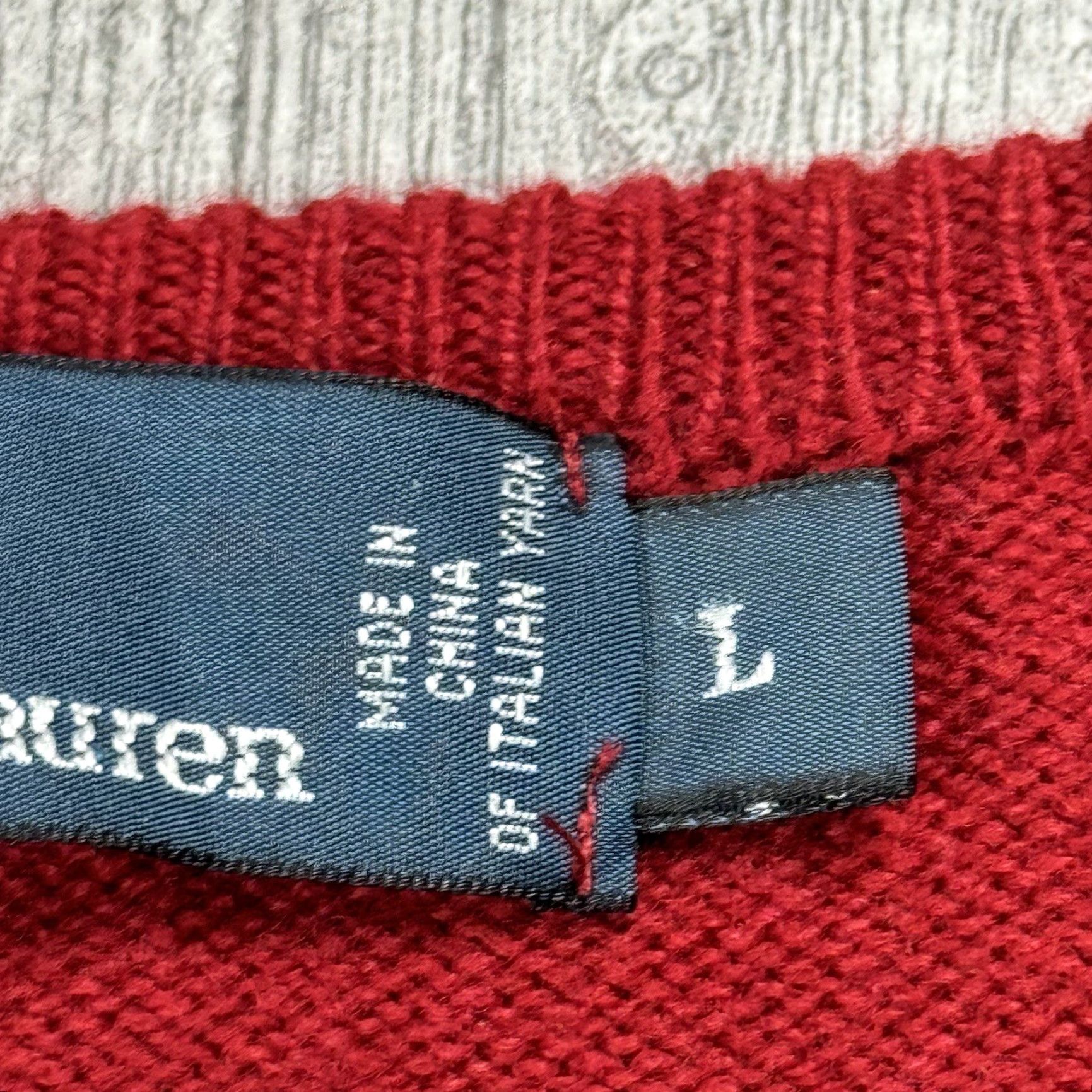 Polo Ralph Lauren VINTAGE Polo Ralph Lauren Lambswool V-Neck Pullover Sweater Mens Large Red 90s Size US L / EU 52-54 / 3 - 5 Thumbnail