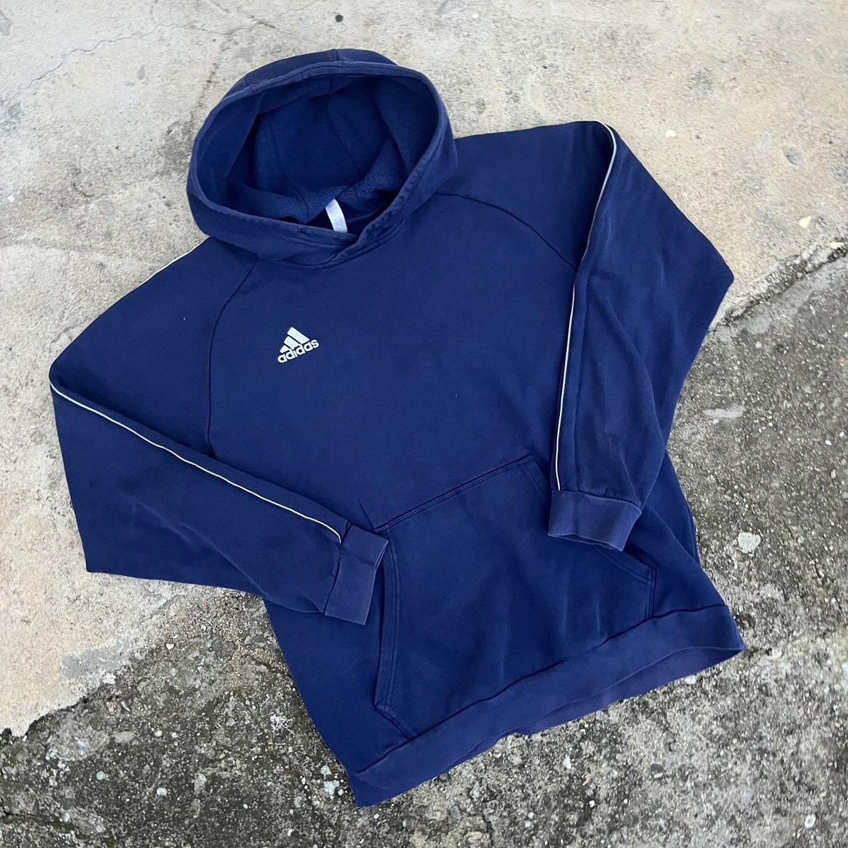 Adidas × Vintage Vintage Adidas Hoodie Navy Sweatshirt Sweater Y2K Size US L / EU 52-54 / 3 - 2 Thumbnail