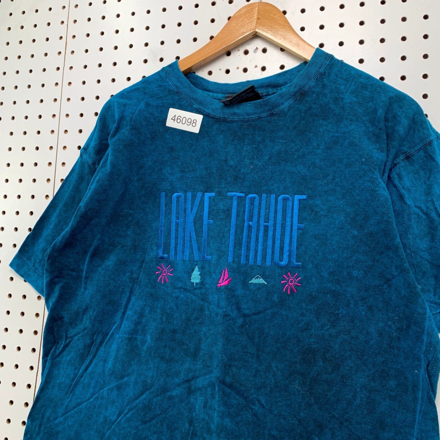 Vintage VINTAGE Lake Tahoe Shirt Mens Large Blue Acid Was Single Stitch Embroidered 90s 1990s T-Shirt Size US L / EU 52-54 / 3 - 6 Thumbnail
