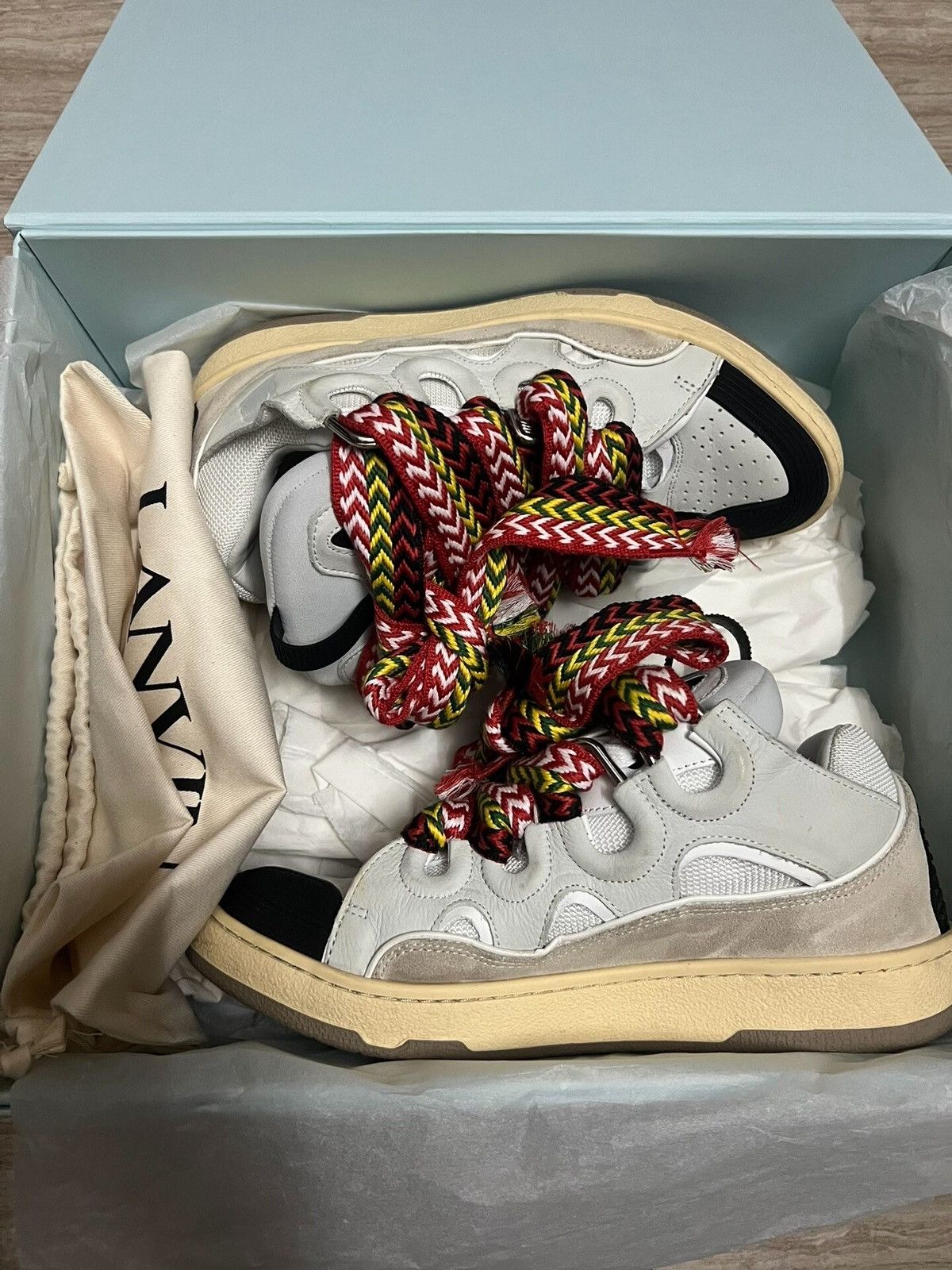 Lanvin Lanvin Curb sneaker with multicolor herringbone laces Size US 8.5 / EU 41-42 - 3 Thumbnail