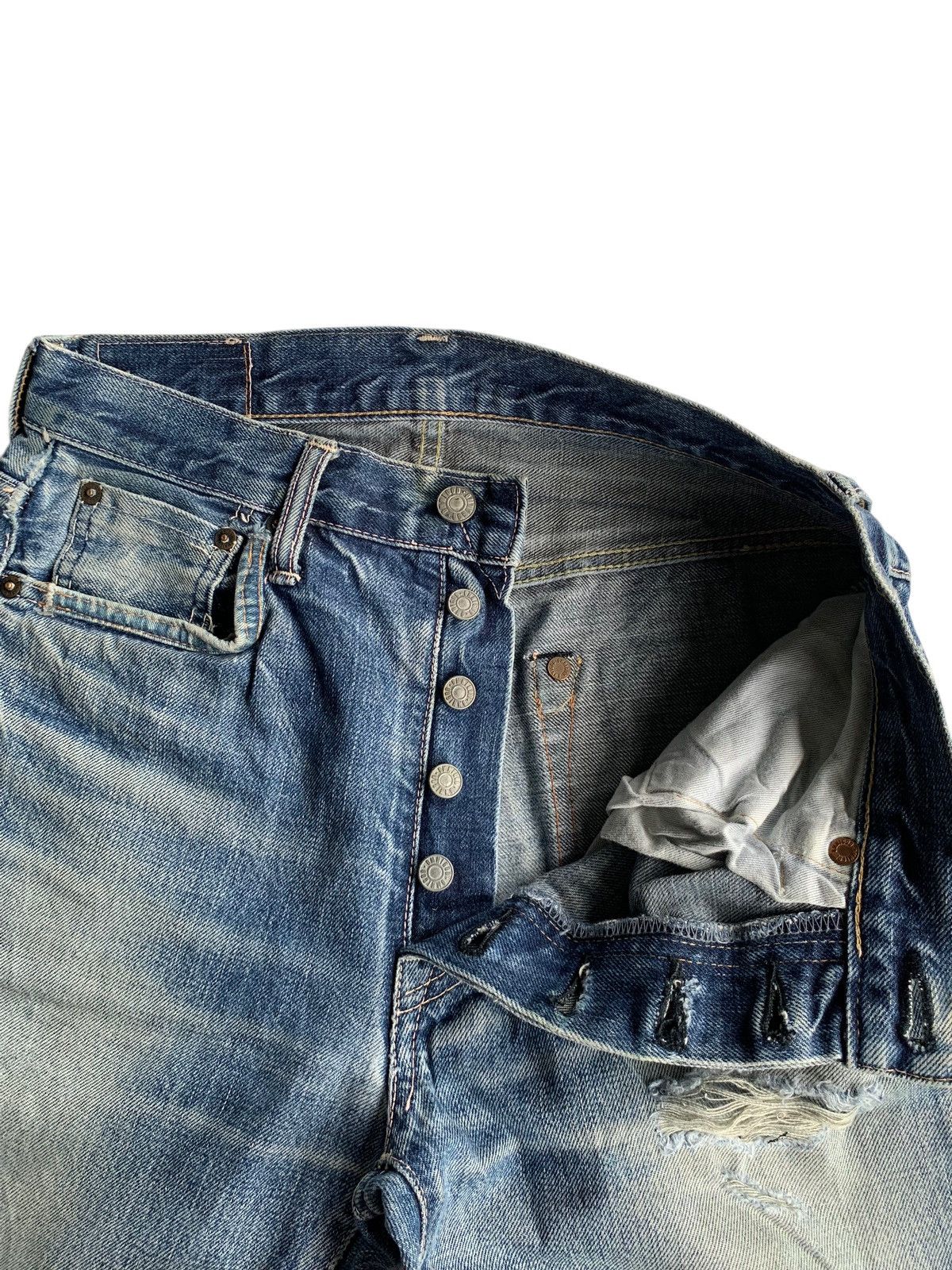 OMNIGOD OMNIGOD JAPANESE BUTTON FLY SELVEDGE DISTRESSED DENIM🎌 Size US 28 / EU 44 - 12 Thumbnail
