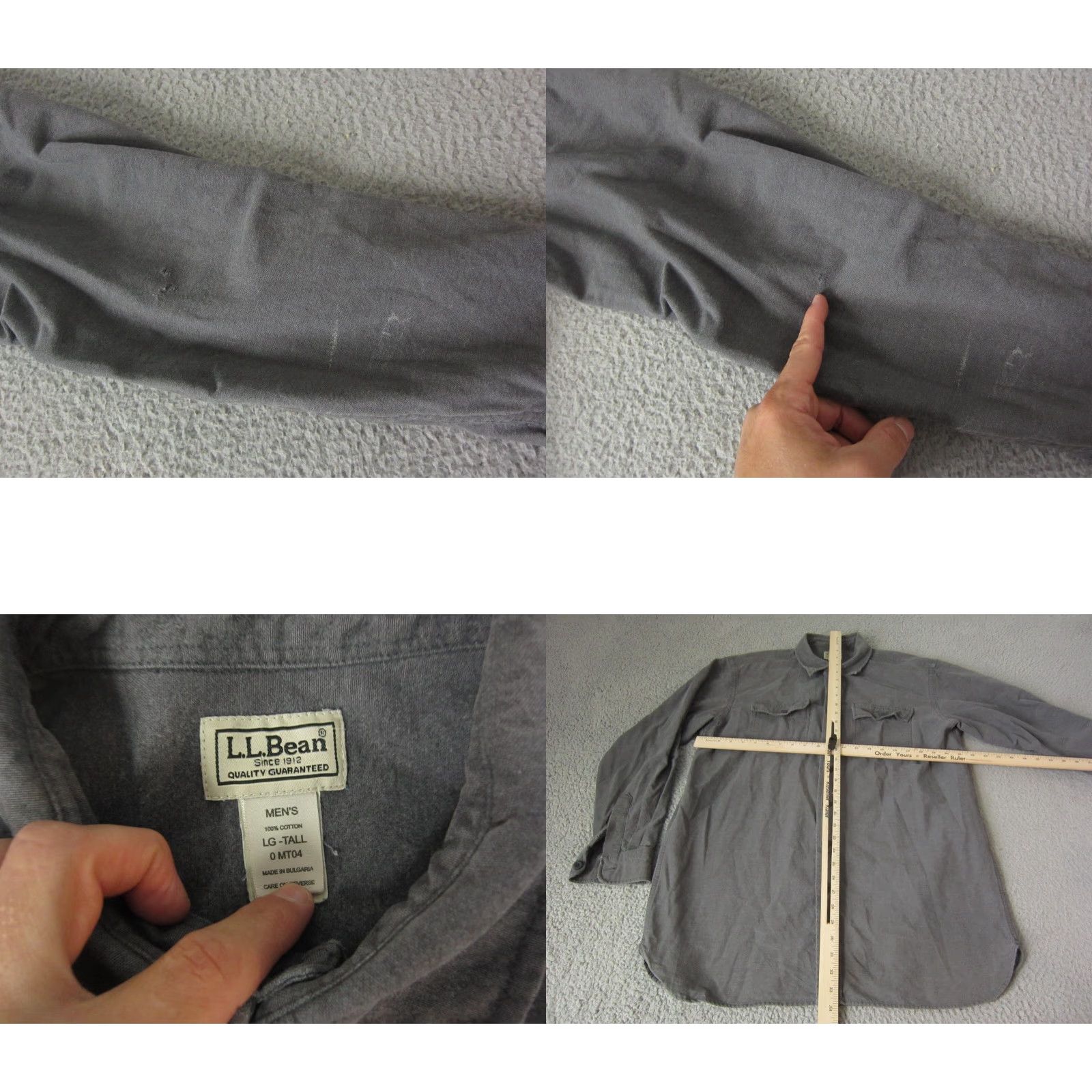 Vintage VINTAGE L.L. Bean Shirt LT Adult Gray Cotton Flannel Chamois Button-Up 90s Mens Tall Big & Tall Size US L / EU 52-54 / 3 - 8 Thumbnail
