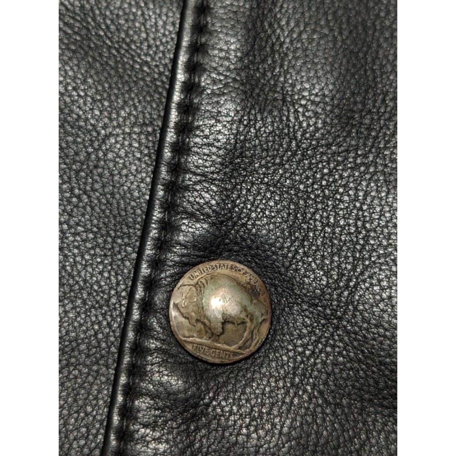 Vintage VINTAGE Kerr USA made buffalo nickel leather vest L mens 44-46 black western vest Men’s Buffalo Nickel buttons Leather cowboy 44-46 XSL? Size US L / EU 52-54 / 3 - 7 Thumbnail