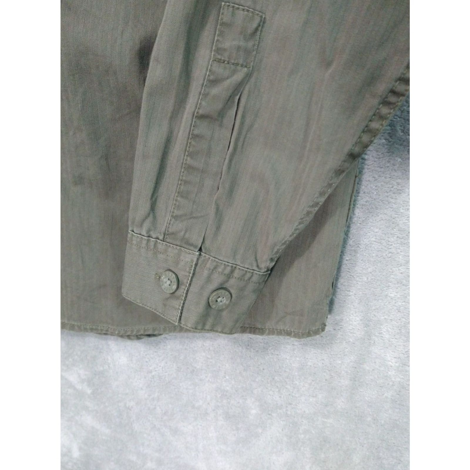 Point Zero VINTAGE Point Zero Shirt Mens XL Green Army Graphic Button Up Long Sleeve Cotton Size US XL / EU 56 / 4 - 3 Thumbnail