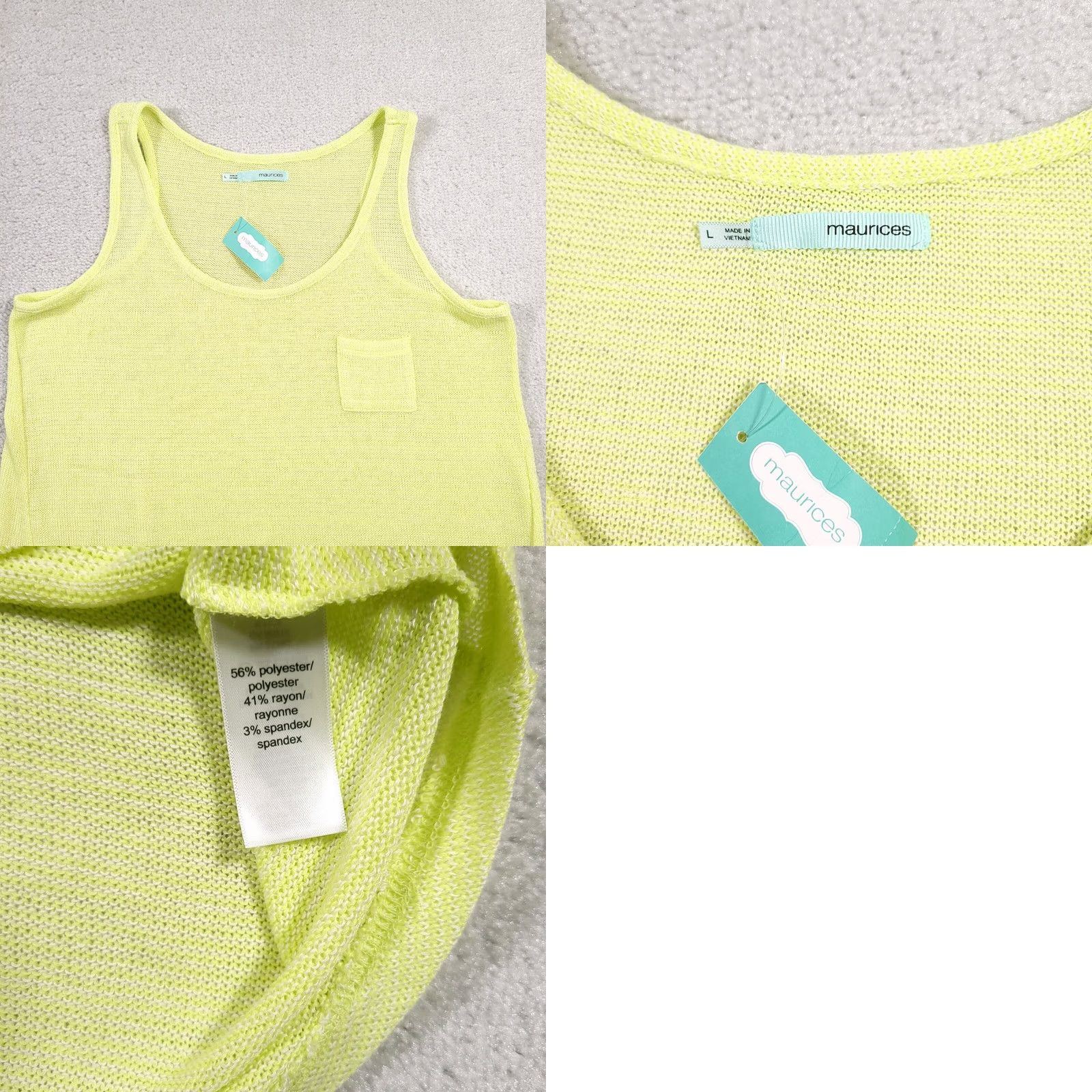 Vintage Maurices Tank Top Adult Large Lime Green Pocket Stretch Scoop Neck Womens Size L / US 10 / IT 46 - 8 Thumbnail