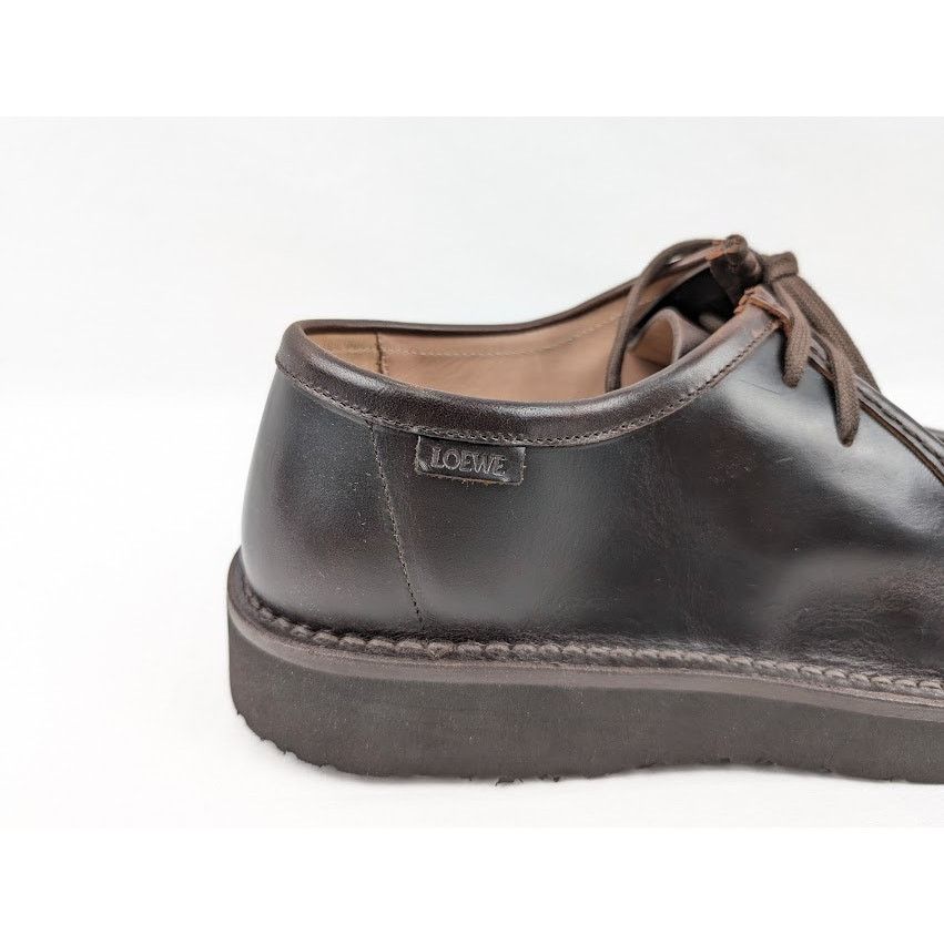Loewe o1rshd1 Faro Moc-Toe Leather Derby Shoes in Dark Brown Size US 12 / EU 45 - 4 Thumbnail