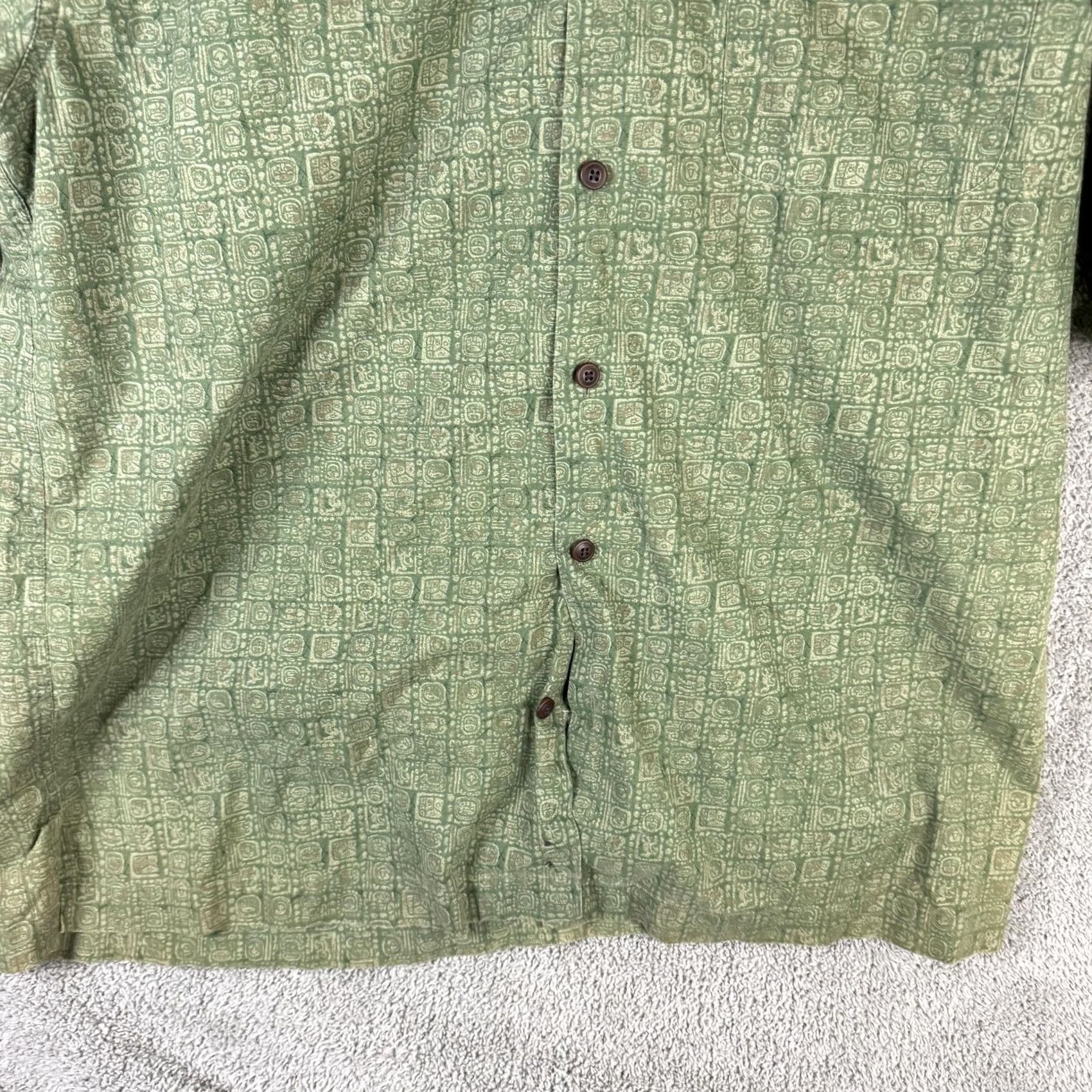 Vintage L.L.Bean Shirt Mens Medium Green Geometric Cotton Short Sleeve Button Front Size US M / EU 48-50 / 2 - 4 Thumbnail