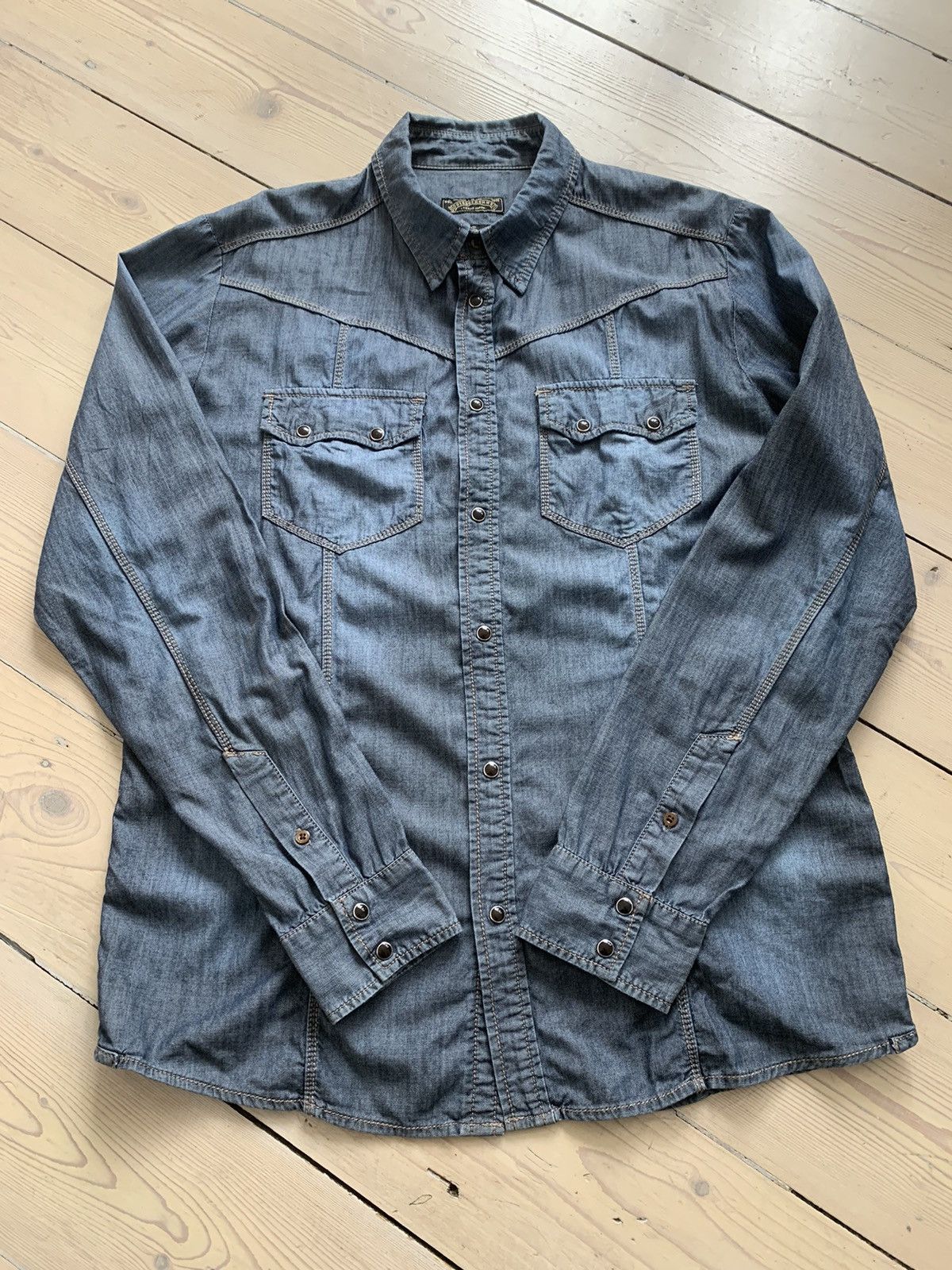 Designer × Japanese Brand 291295 Homme button up light blue denim western shirt Size US M / EU 48-50 / 2 - 1 Thumbnail