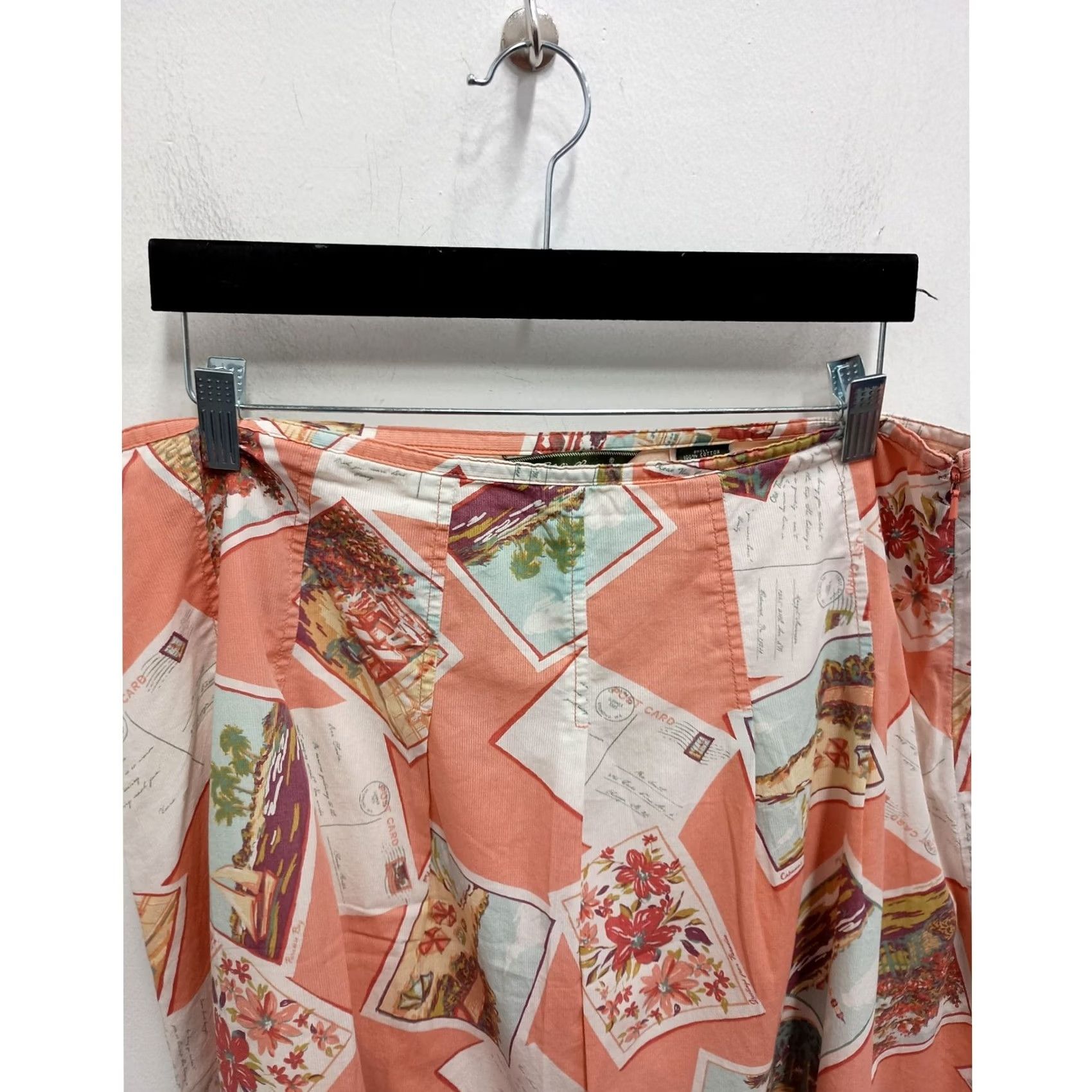 Eddie Bauer VINTAGE Eddie Bauer Skirt Womens 14 Pink 90s Peach Postcard Tropical Novelty Size 36" / US 14 / IT 50 - 5 Thumbnail
