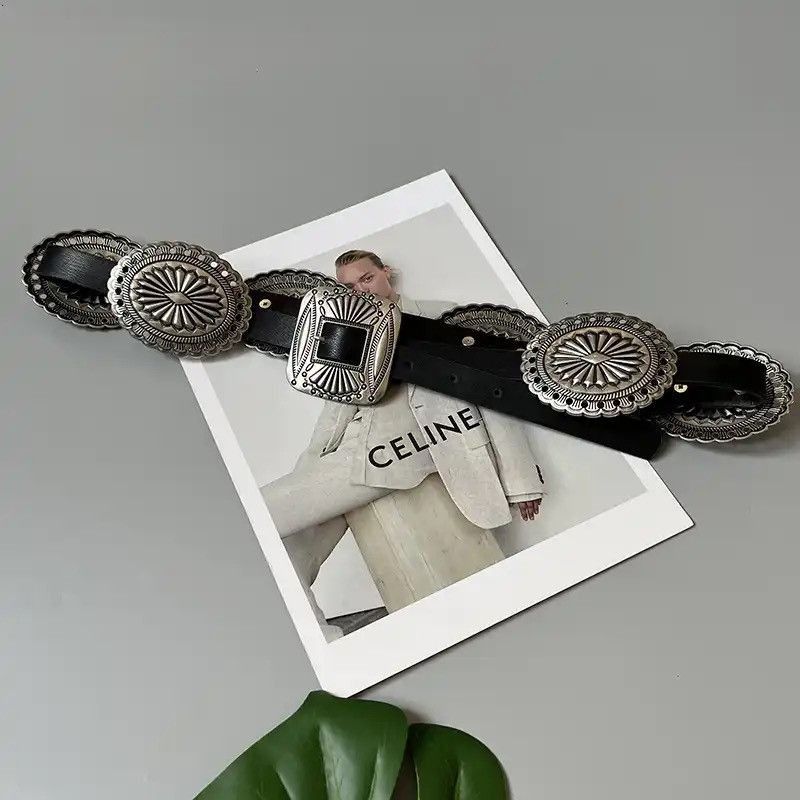 Other Vintage Metal Curving PU Leather Waist Belts Size ONE SIZE - 3 Thumbnail