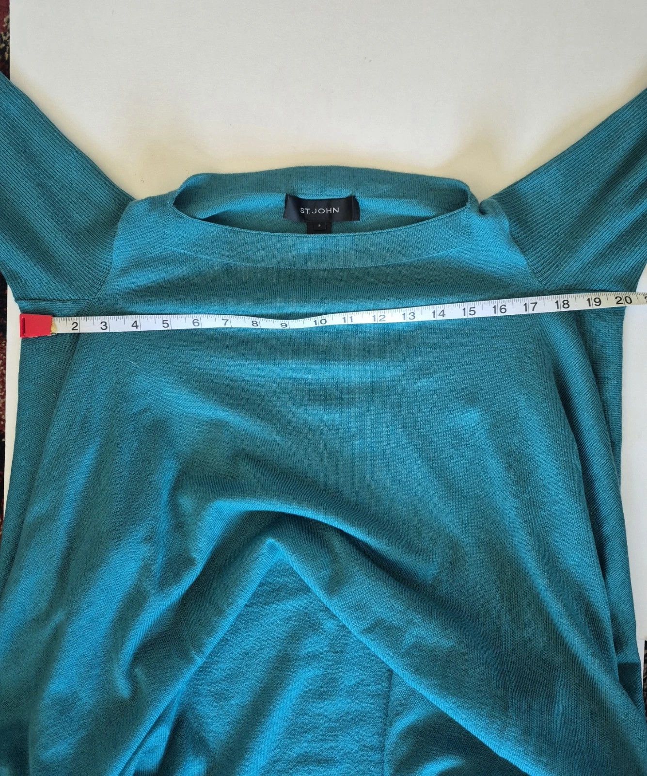St. John Sweater Turquoise 100% Wool Long Slv Asymmetrical Hem Size P Size S / US 4 / IT 40 - 7 Thumbnail