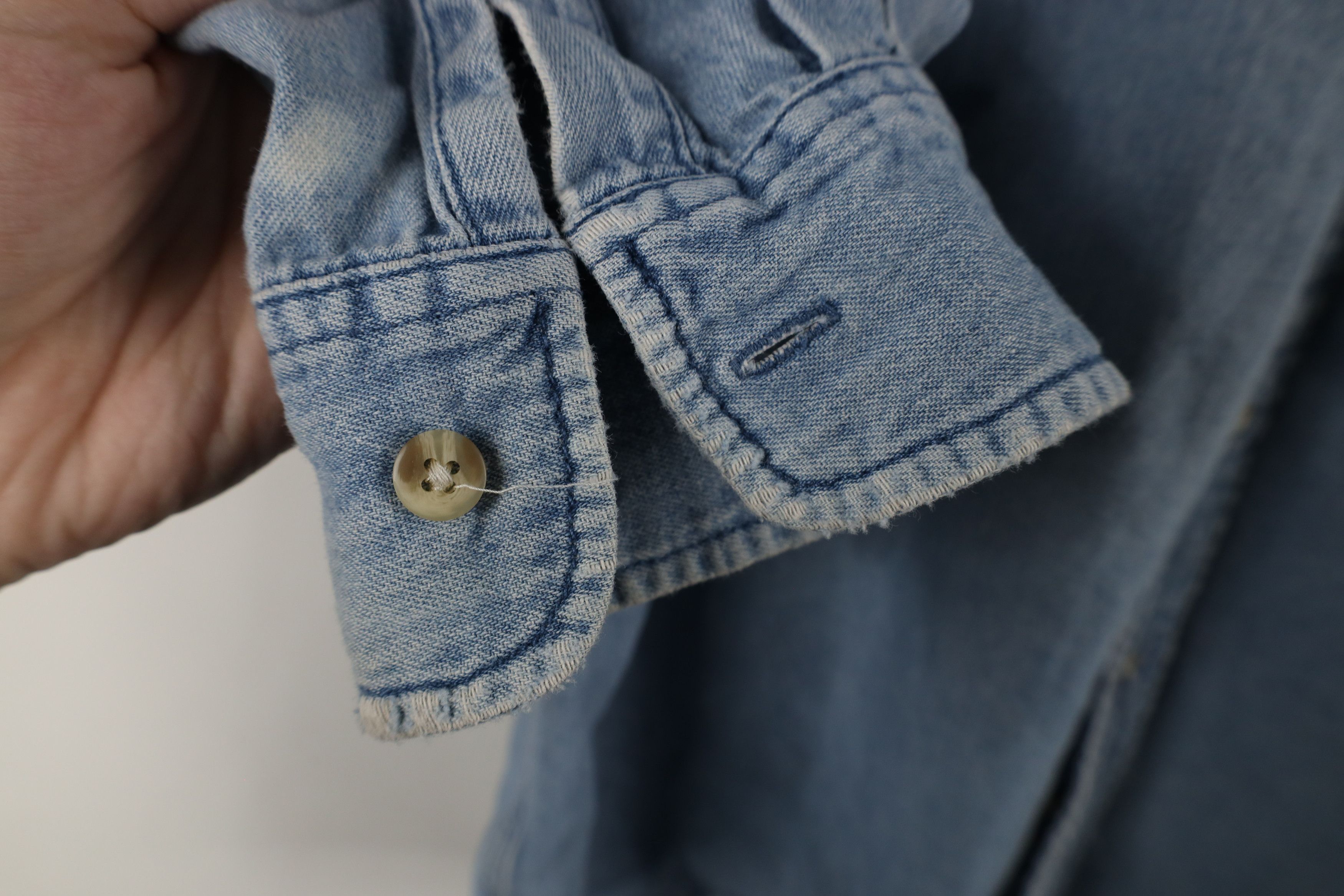 Vintage Vintage 90s Streetwear Denim Jean Button Down Shirt Blue Size US XL / EU 56 / 4 - 7 Thumbnail