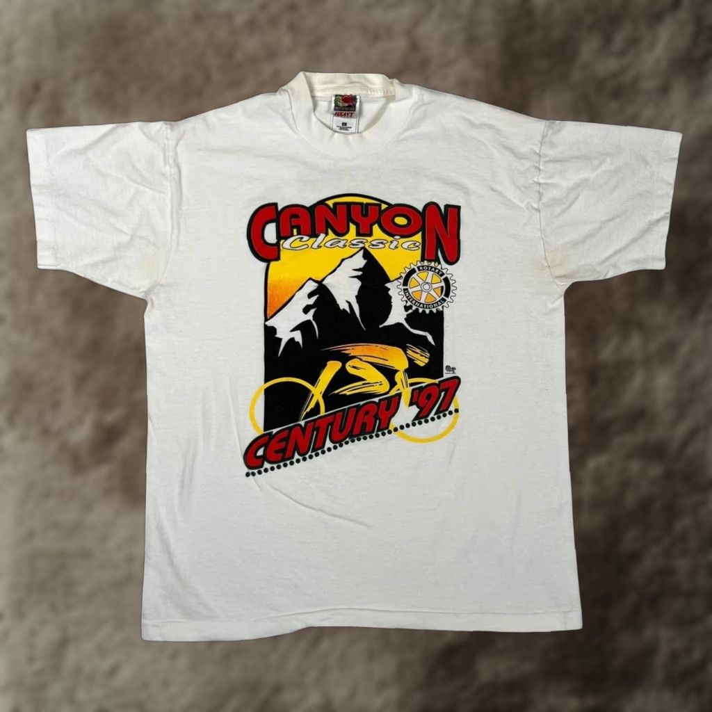 Fruit Of The Loom VINTAGE Canyon Classic Century 97 T-Shirt Mens Large White Bike Cycling 90s Size US L / EU 52-54 / 3 - 1 Thumbnail