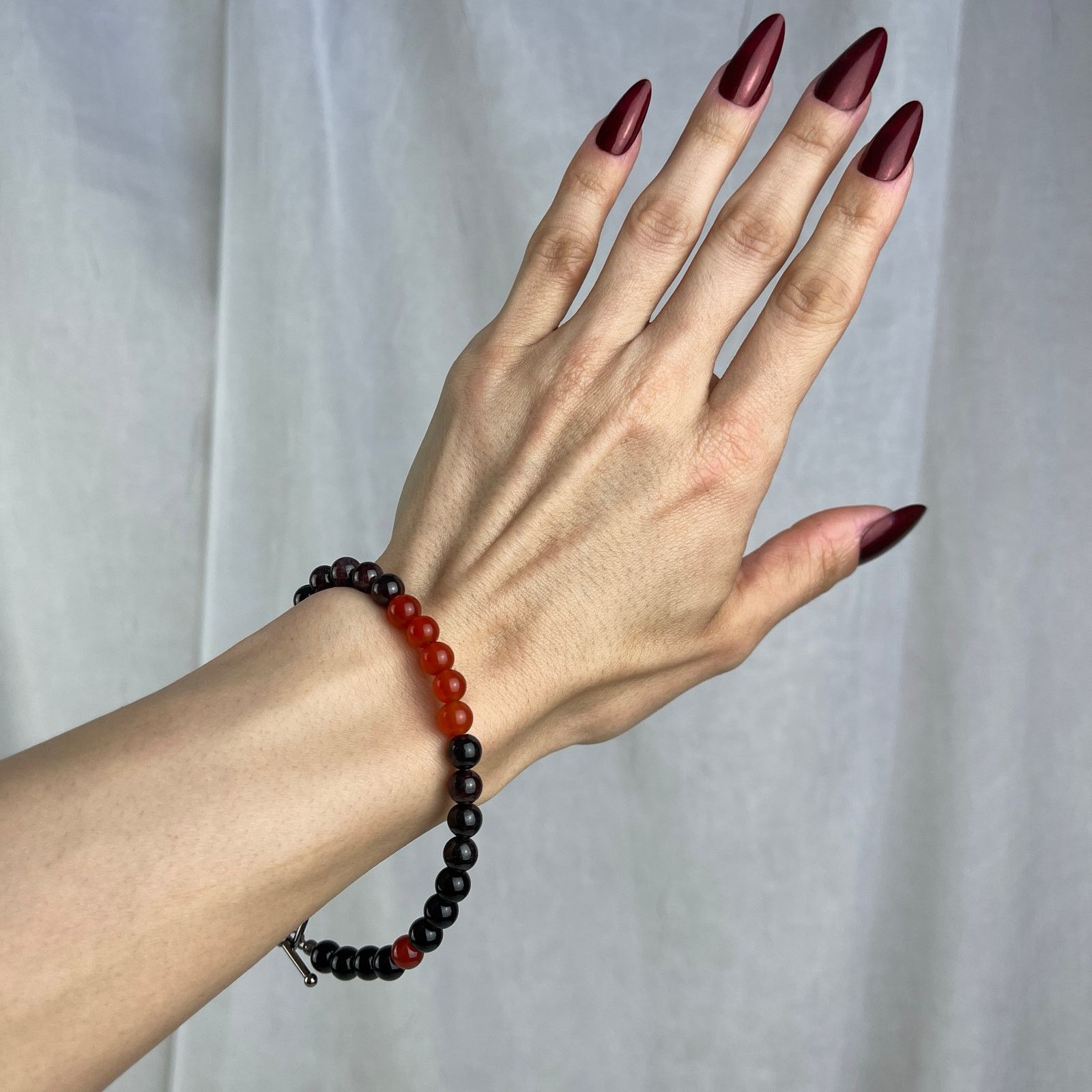 Handmade Carnelian Garnet Obsidian Crystal Gemstone Bead Bracelet Size ONE SIZE - 14 Thumbnail