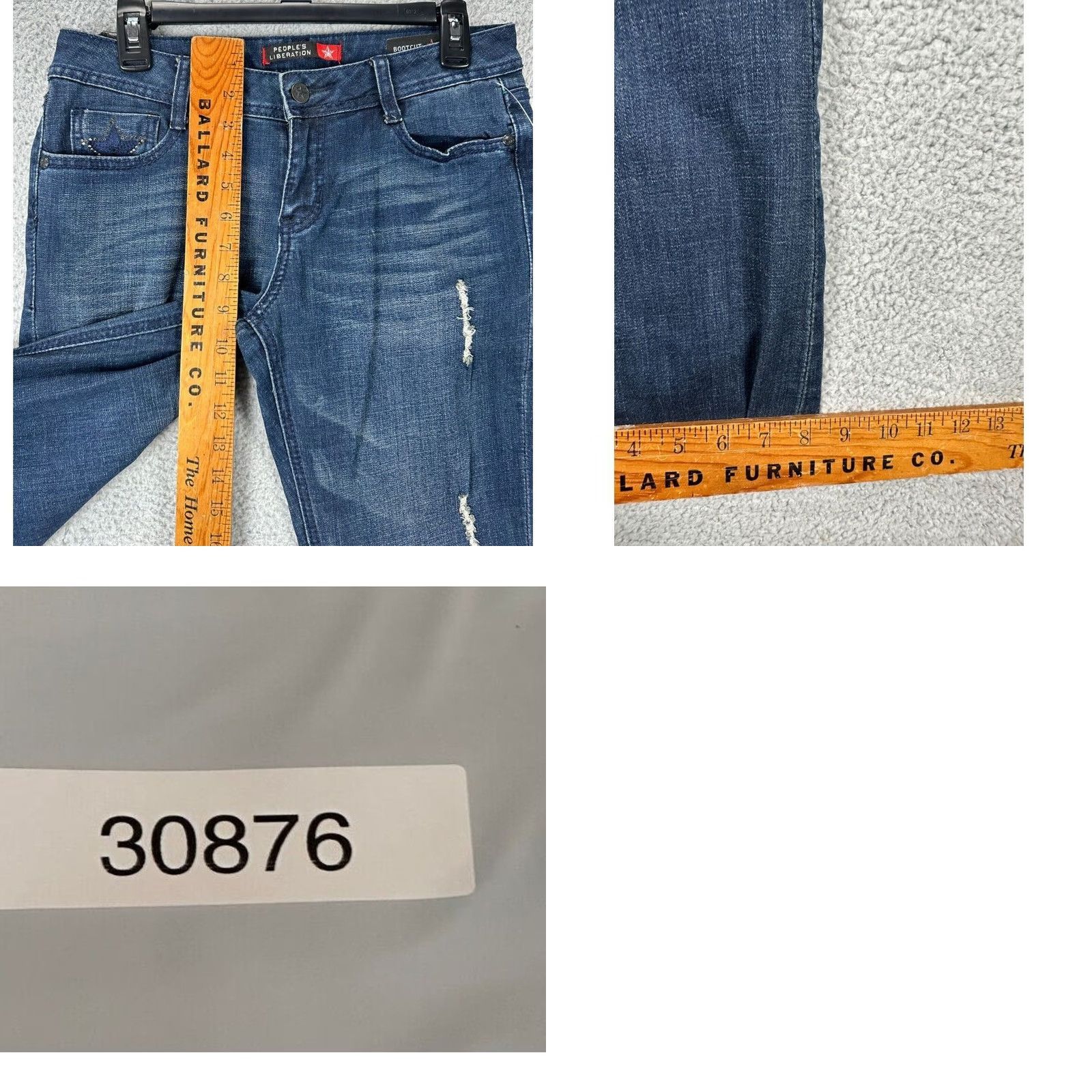 Vintage Peoples Liberation Jeans Women 29 Blue Distressed Bootcut Denim Pants Ladies NEW Size 29" - 9 Thumbnail