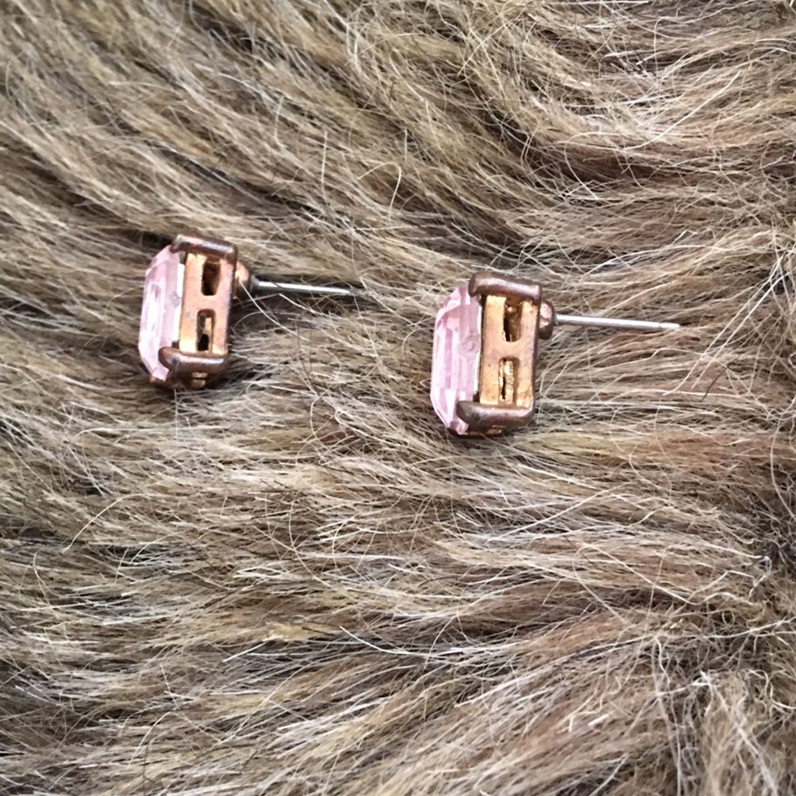 Vintage Vintage rectangle pink crystal stone earrings Size ONE SIZE - 3 Thumbnail