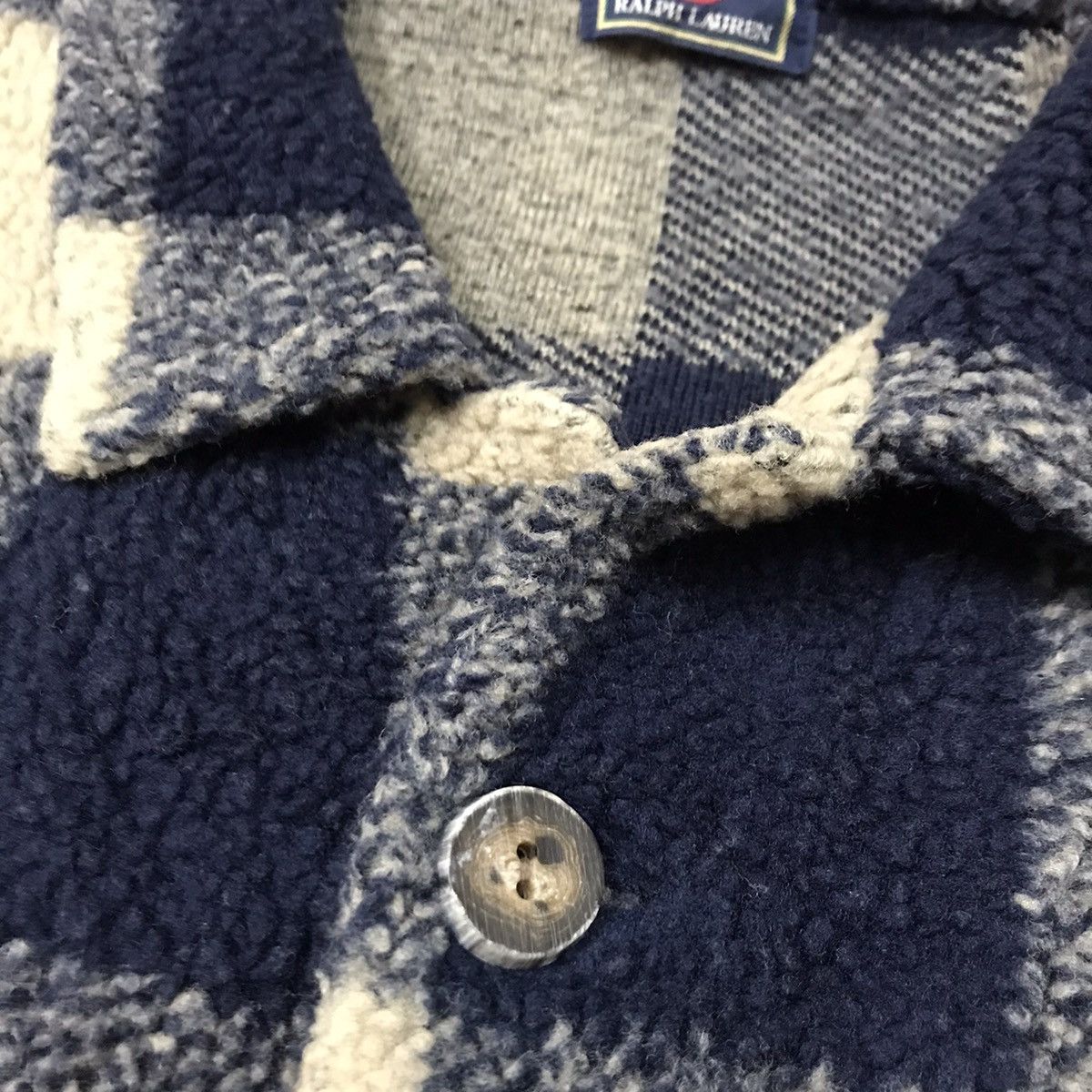 Chaps Ralph Lauren Chaps Ralph Lauren Wooden Button Plaid Checked Fleece Jacket Size US L / EU 52-54 / 3 - 5 Thumbnail