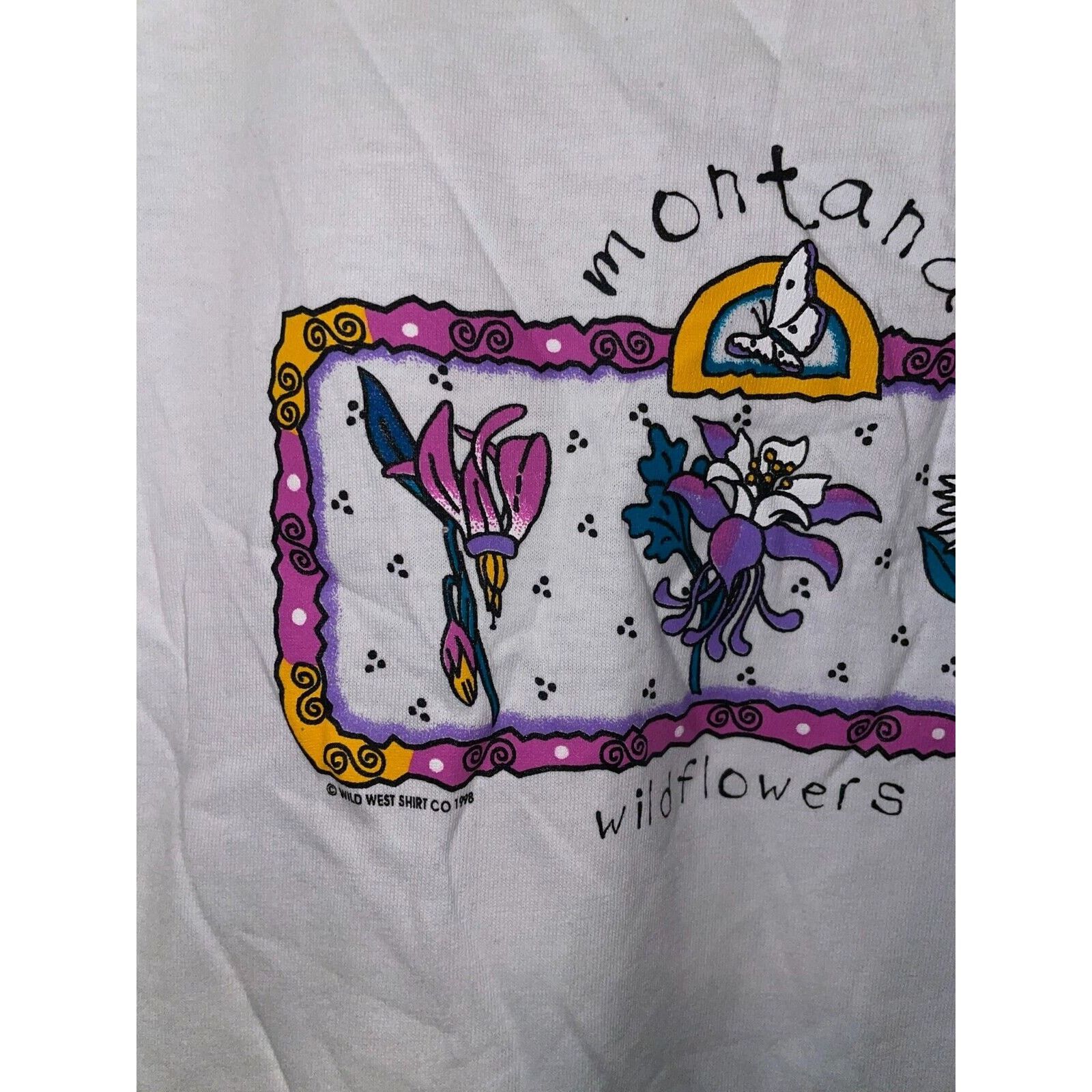 Vintage Vintage Womens Montana Flower Shirt Tee 90s Stained M Size M / US 6-8 / IT 42-44 - 3 Thumbnail