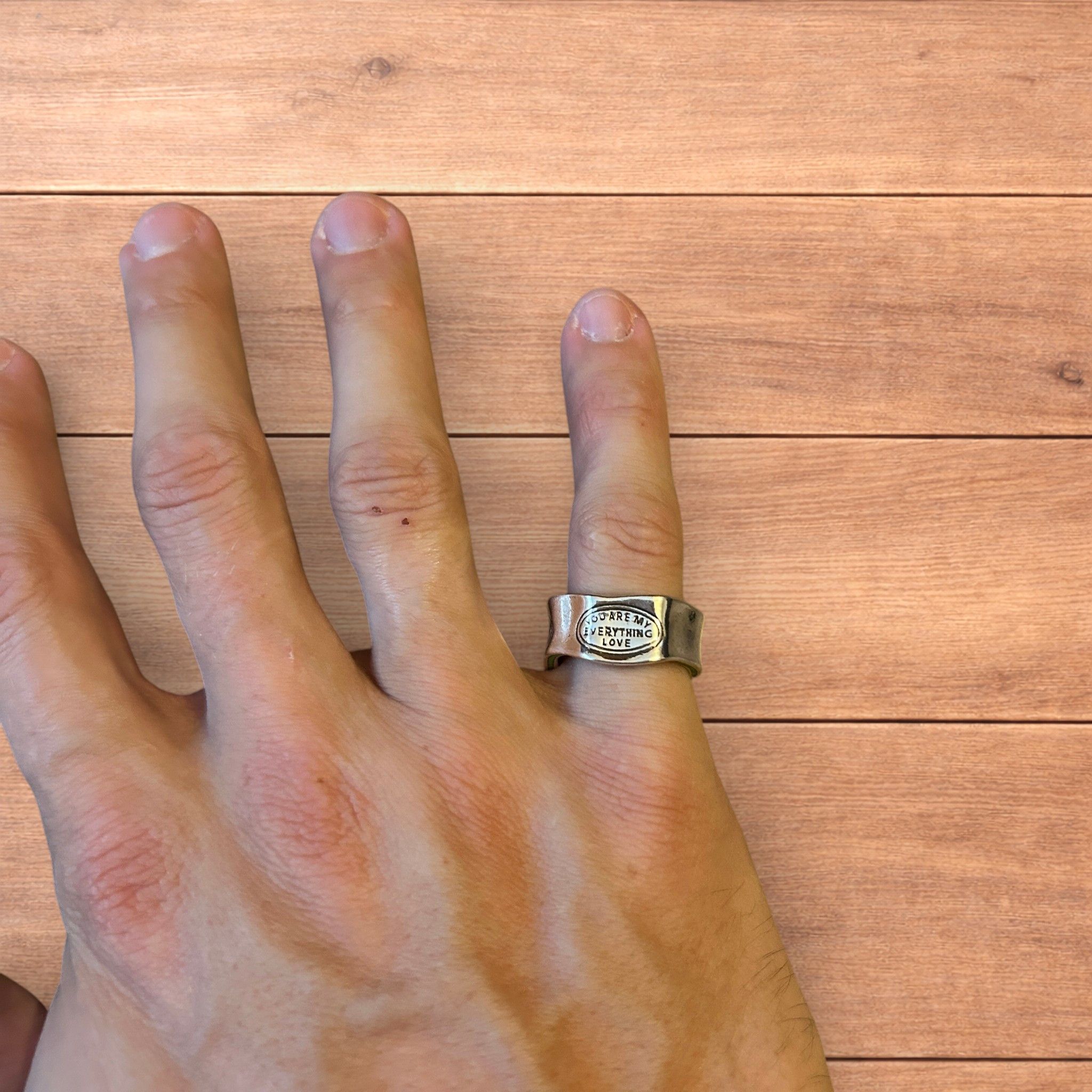 Japanese Brand Vintage style stainless you are my love ring in silver. Size ONE SIZE - 2 Thumbnail