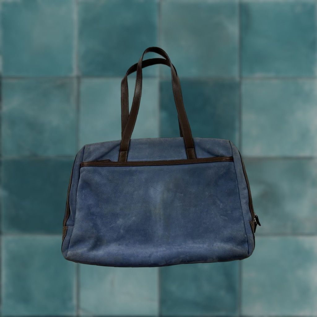 George Jack Georges Briefcase Laptop Messenger Bag Blue Leather Missing Strap Size ONE SIZE - 1 Thumbnail