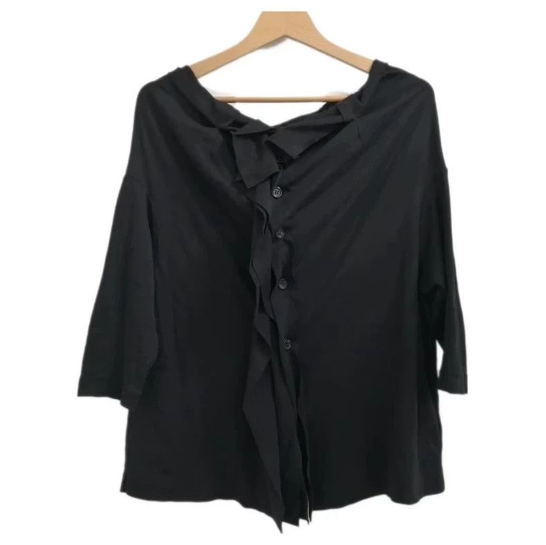 Y's Y's Black button-down ruffled collar cardigan sweater Size XS / US 0-2 / IT 36-38 - 1 Thumbnail