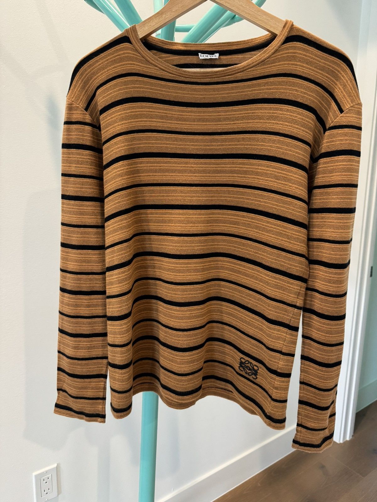 image of Loewe Long Sleeve Striped Black And Brown T-Shirt, Men's (Size XS)