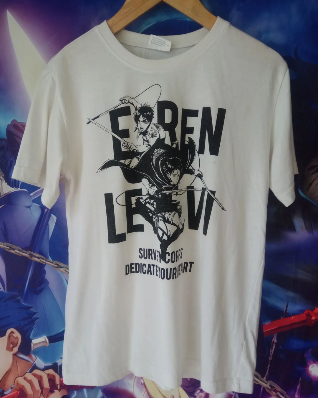 Anime × Japanese Brand × Universal Studios Attack on Titan Eren and Levi Art Official Anime Tees Size US M / EU 48-50 / 2 - 1 Thumbnail