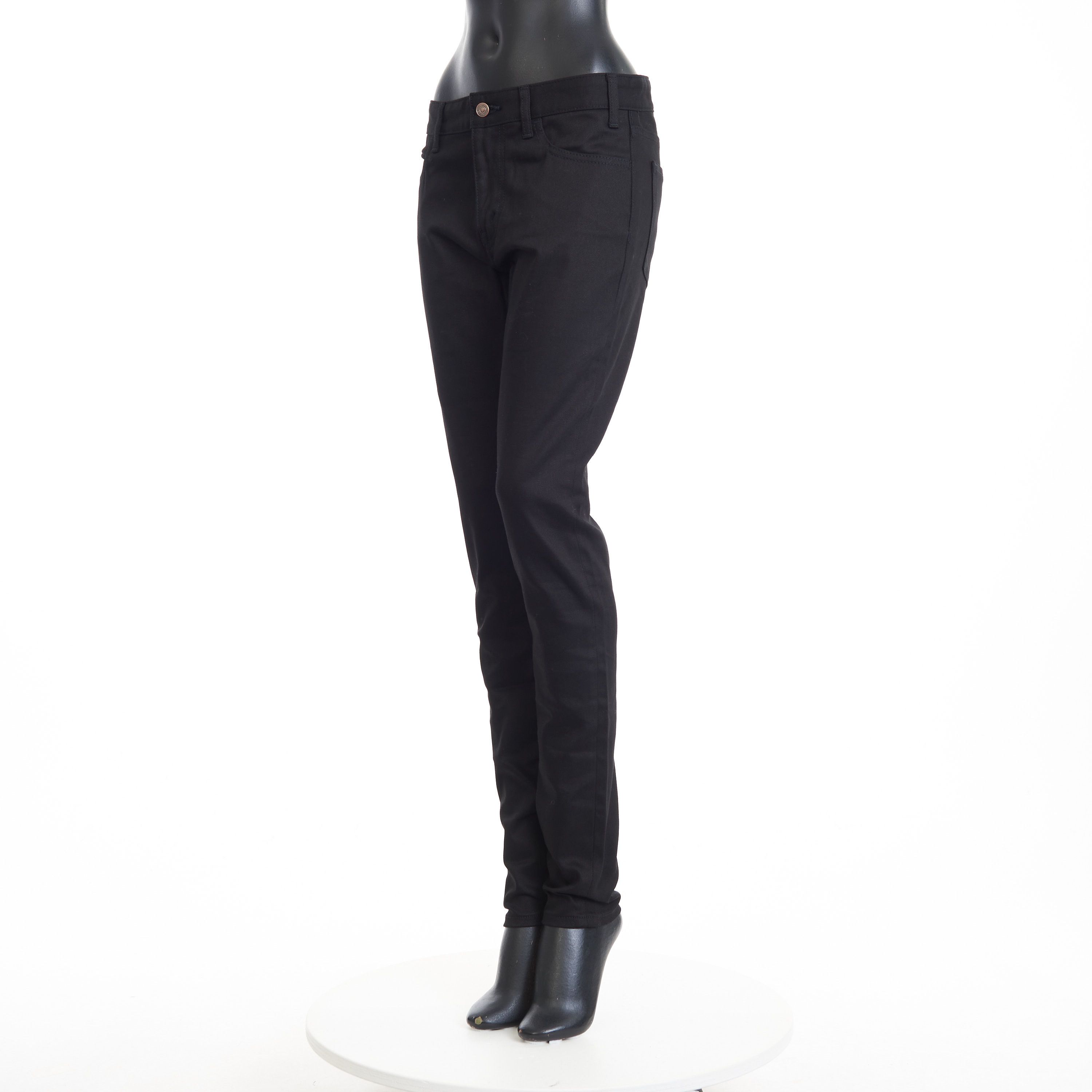 Celine Skinny Jeans In Pure Black Wash Denim, Mid Rise Size 27" / US 4 / IT 40 - 2 Thumbnail