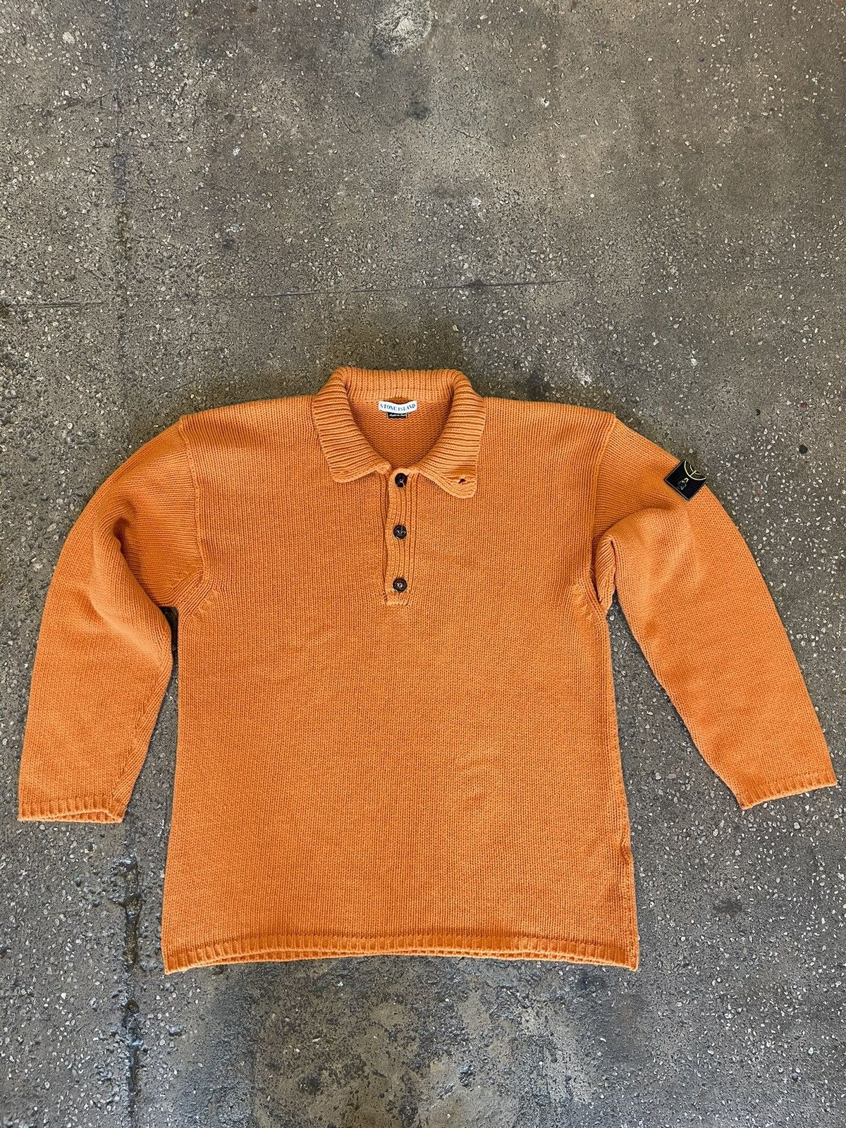 image of Massimo Osti x Stone Island Archive Stone Island Orange Wool Sweater, Men's (Size XL)