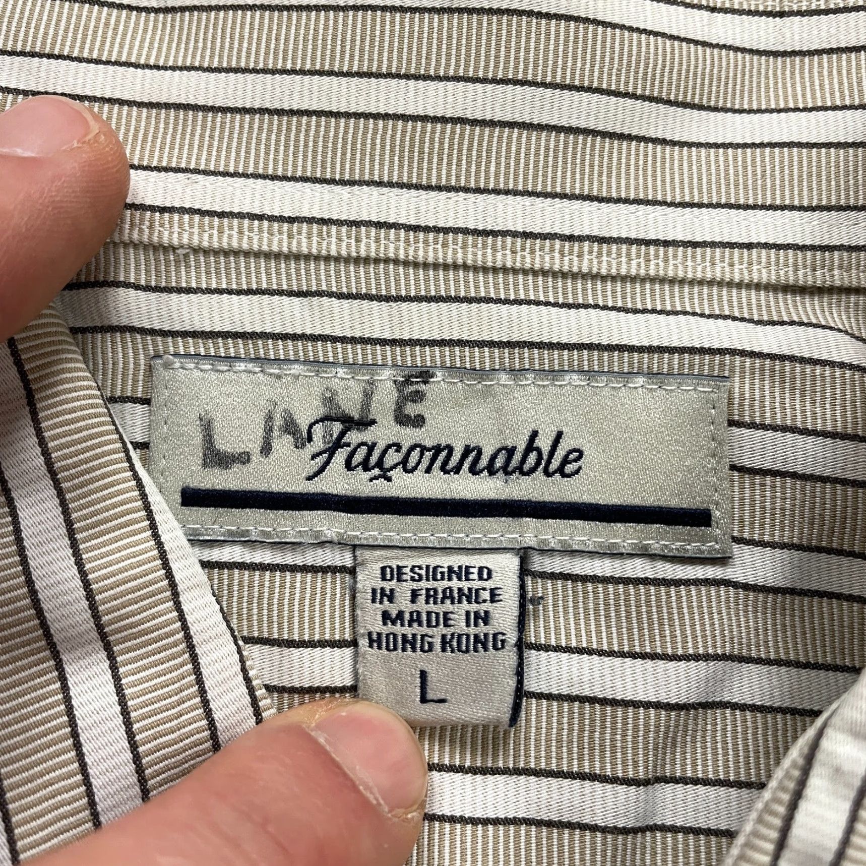 Faconnable Faconnable Dress Shirt Mens Large Brwon Striped Cotton Button Down Long Sleeve Size L / US 10 / IT 46 - 5 Thumbnail