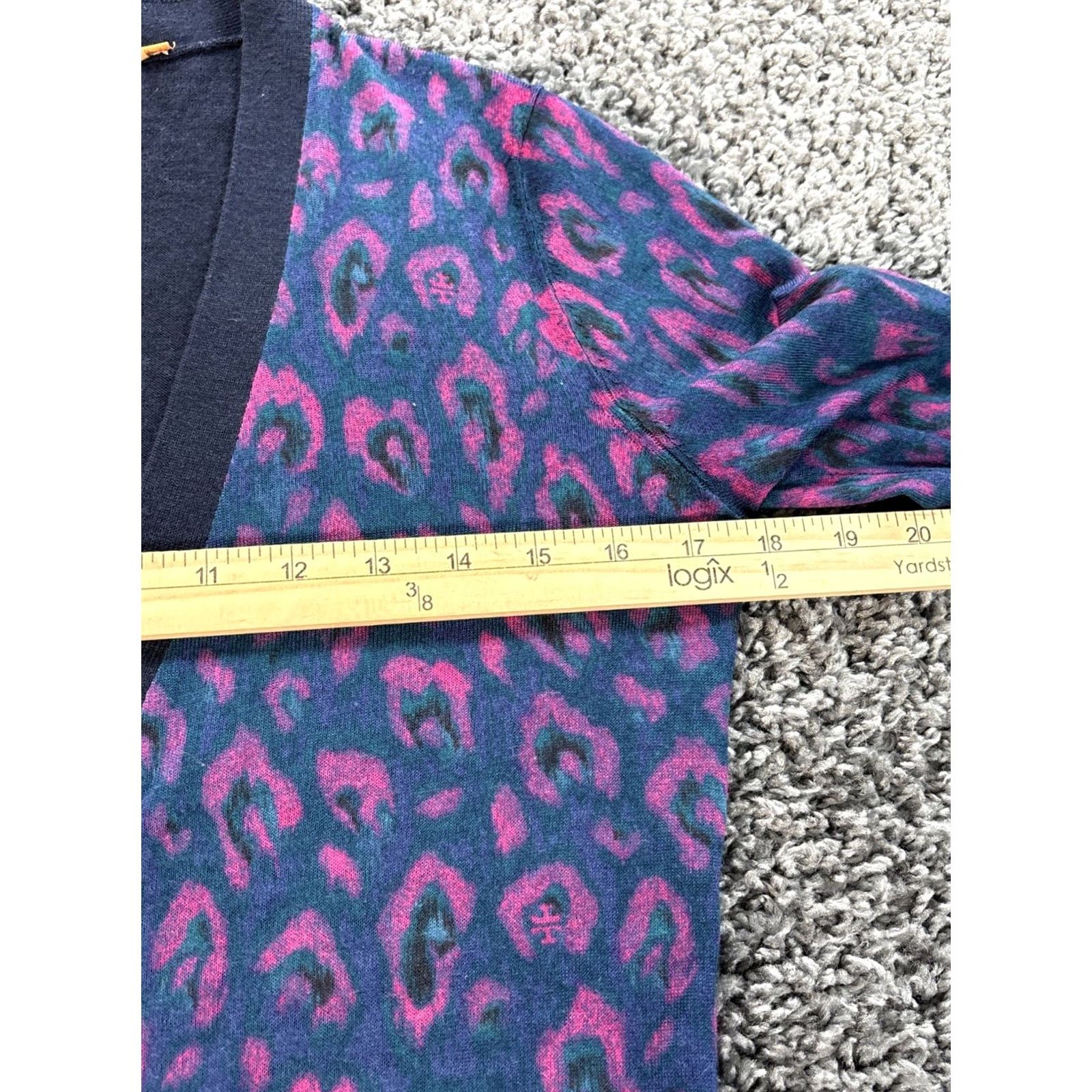 Tory Burch Tory Burch Cardigan Womens M Merino Wool Leopard Animal Print Purple Knit Button V-Neck Regular Sweatery Casual Ladies Women Size M / US 6-8 / IT 42-44 - 3 Thumbnail