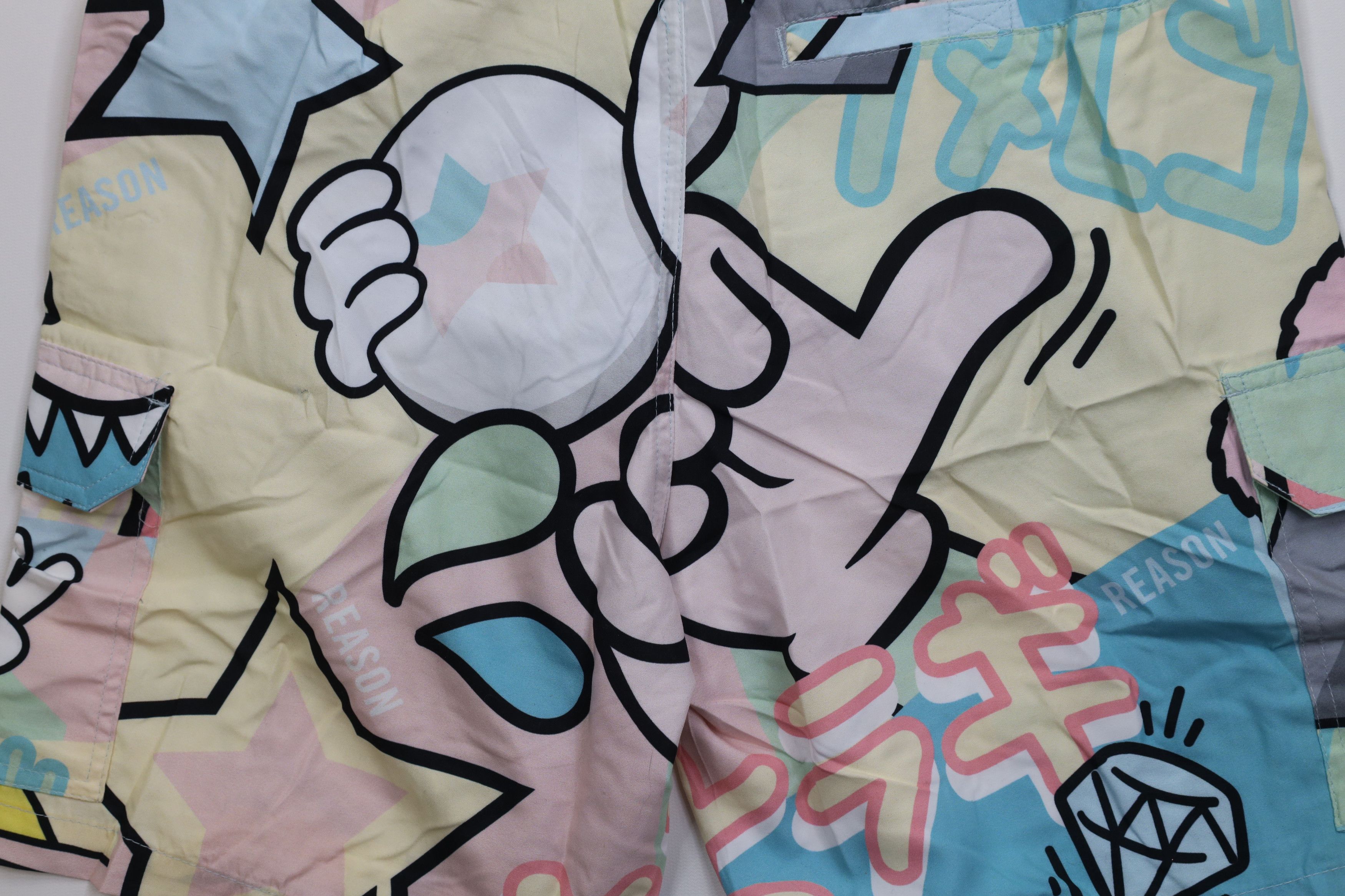 Vintage Deadstock Y2K Streetwear Graffiti Cartoon Lined Cargo Shorts Size US 30 / EU 46 - 11 Thumbnail