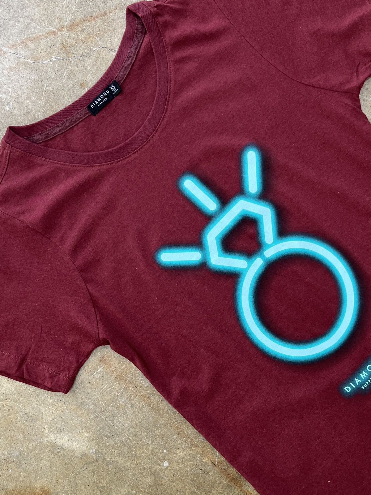 Diamond Supply Co. Diamond Supply Ring BF Tee Burgundy XS Size XS / US 0-2 / IT 36-38 - 1 Thumbnail