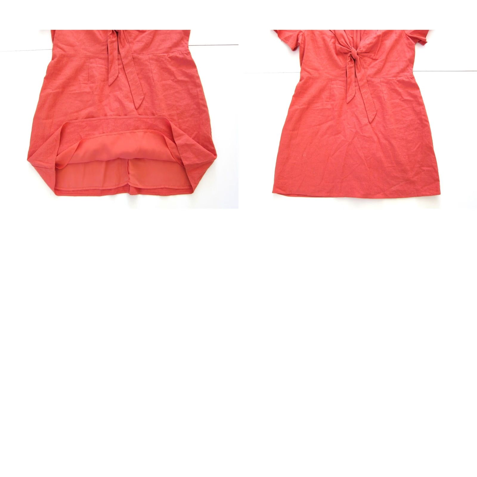 Vintage NWT Socialite Linen Orange Short Sleeve V-Neck Tie Sheath Dress 2XL Womens Size 40" / US 18 - 8 Thumbnail