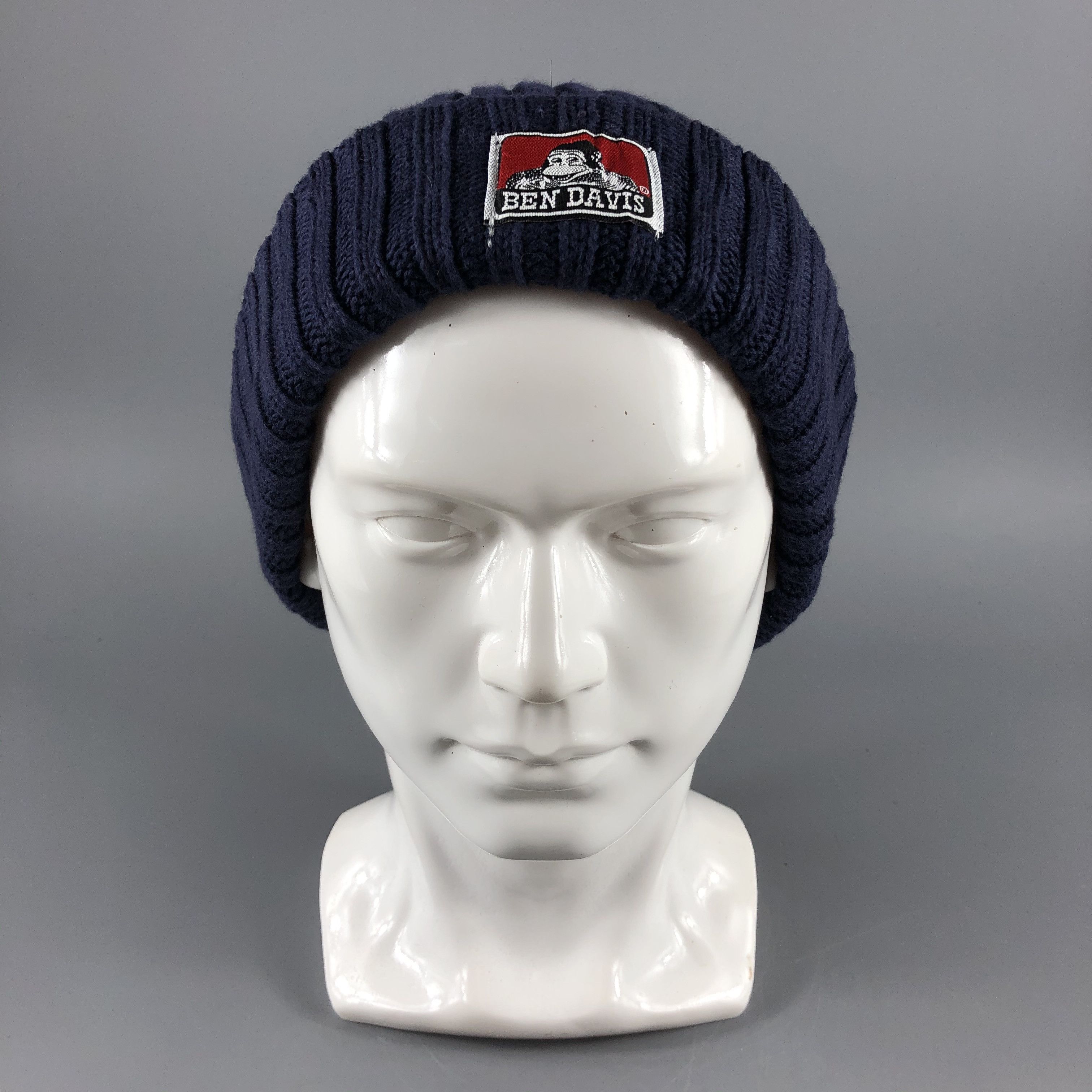 image of Ben Davis Blue Knit Beanie Snow Hat Snow Cap B080, Men's