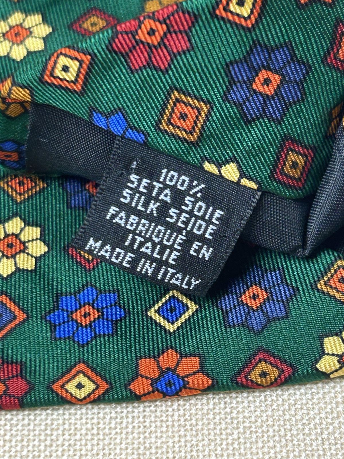 Longchamp Longchamp dark green floral geometric silk tie Size ONE SIZE - 5 Thumbnail