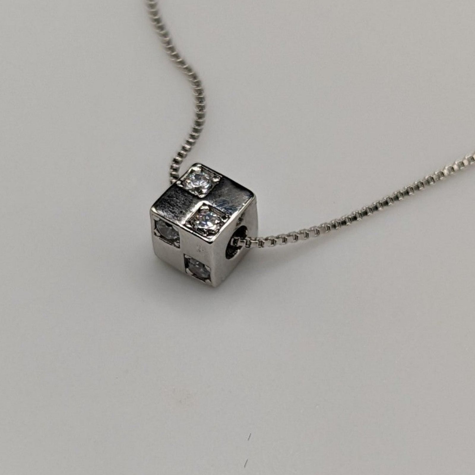 Other Square Cube Pendant Necklace Minimalist Silver 925 NWT Size ONE SIZE - 4 Thumbnail
