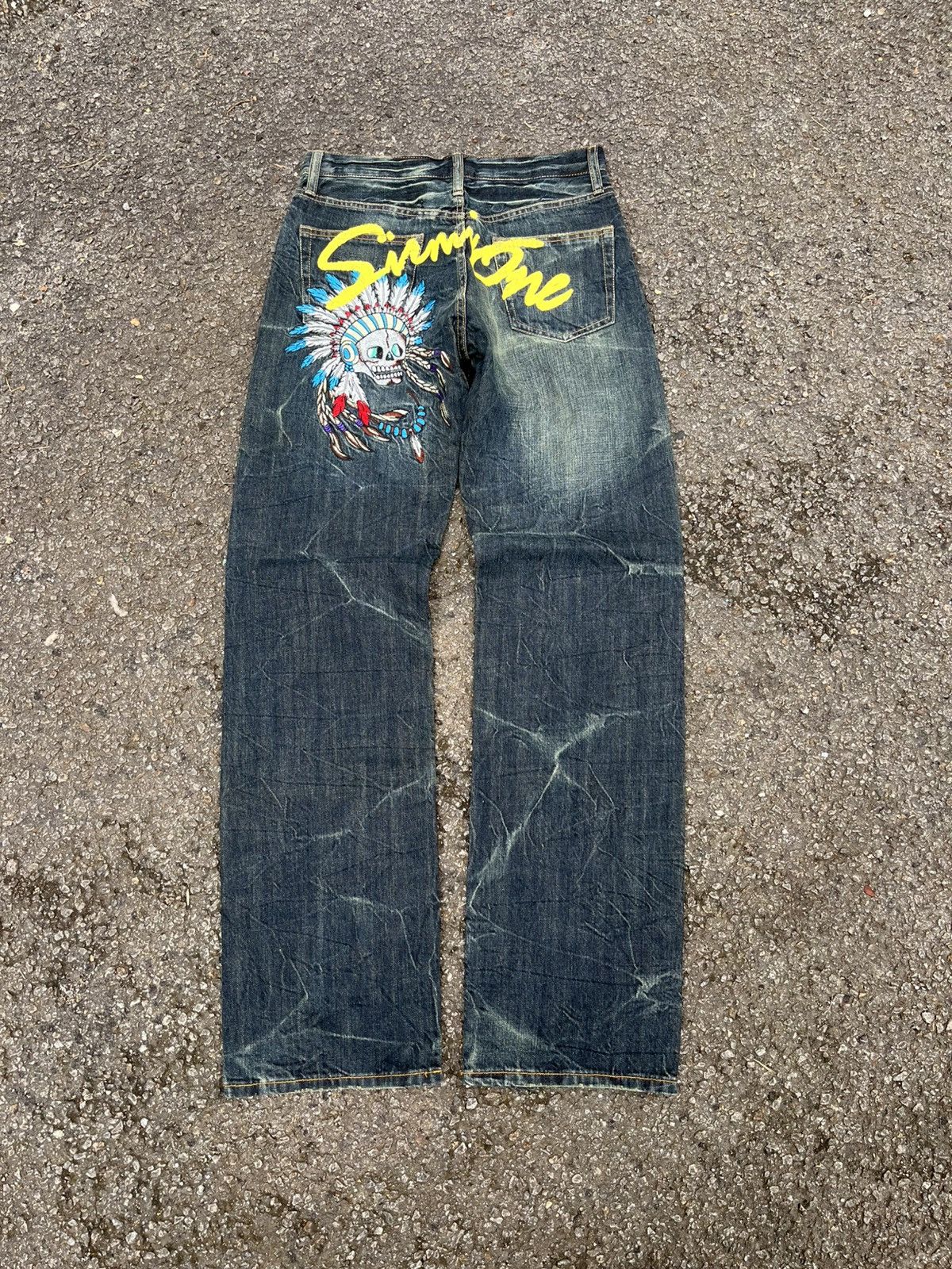 Hysteric Glamour Japanese Skull Embroidered Jeans Distressed Punk Denim Size US 28 / EU 44 - 10 Thumbnail