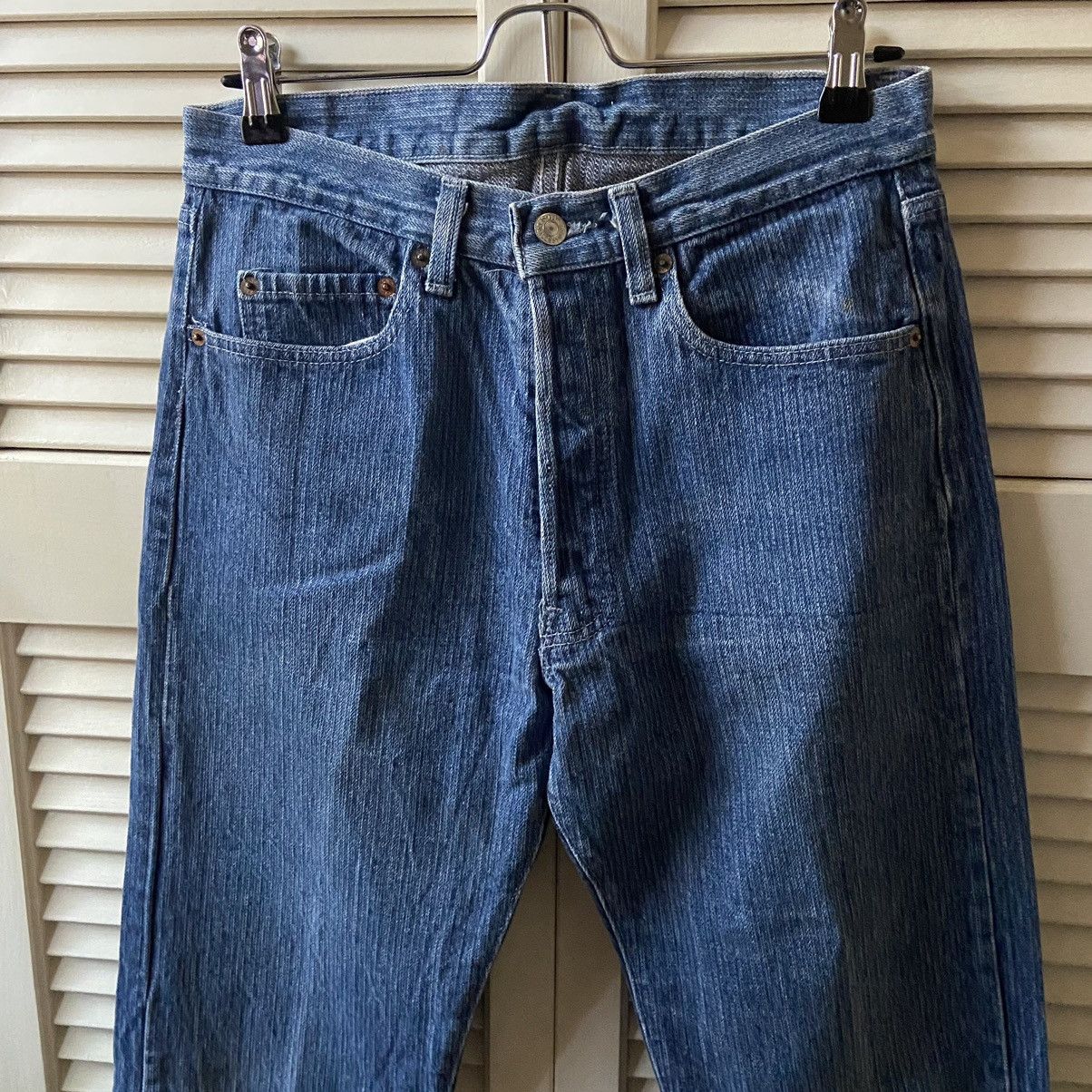 Levi's × Vintage RARE Vintage 80’s Levi’s 501 Herringbone Blue Denim Jeans Size US 29 - 2 Thumbnail