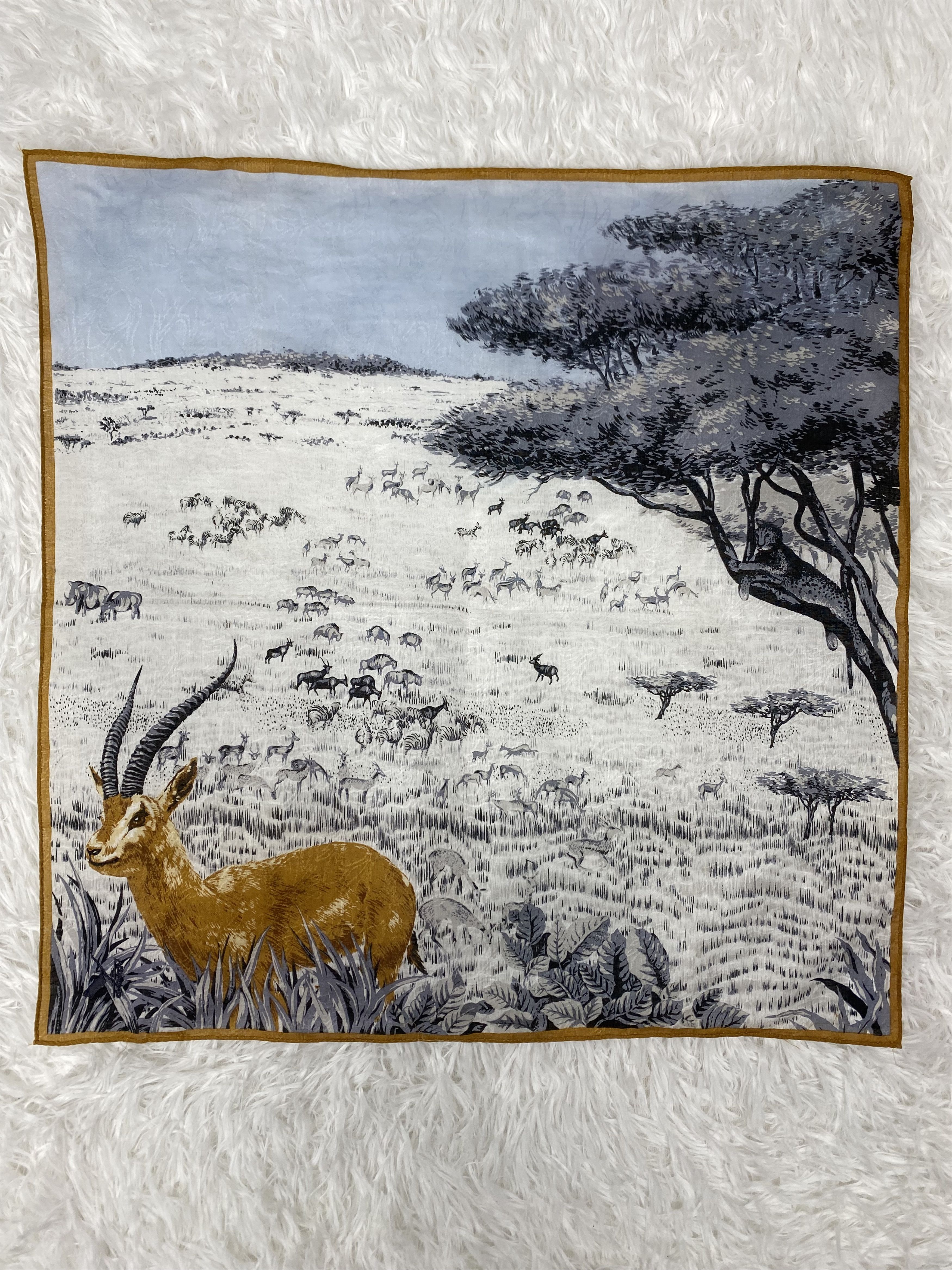 Vintage Vintage Deer Pattern Handkerchief Neckerchief PH0714 Size ONE SIZE - 6 Thumbnail